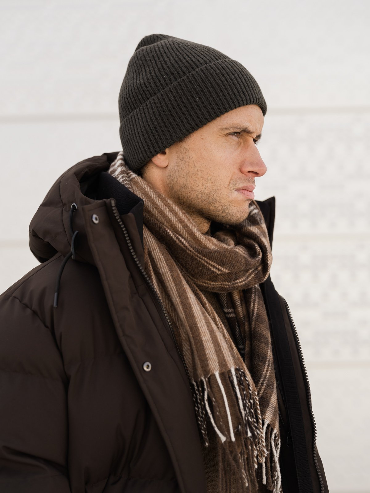 Les Deux Signature Patchwork Check Scarf Brun