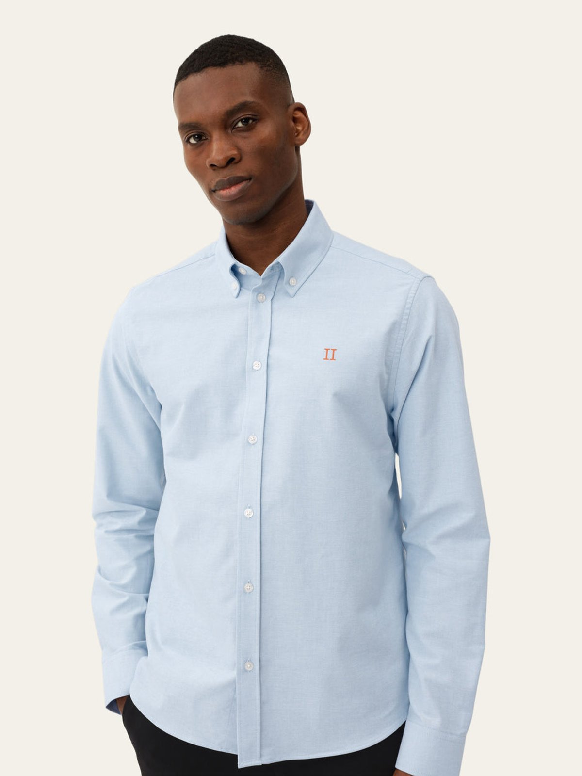 Les Deux Konrad Contrast Oxford Shirt Light Blue / White