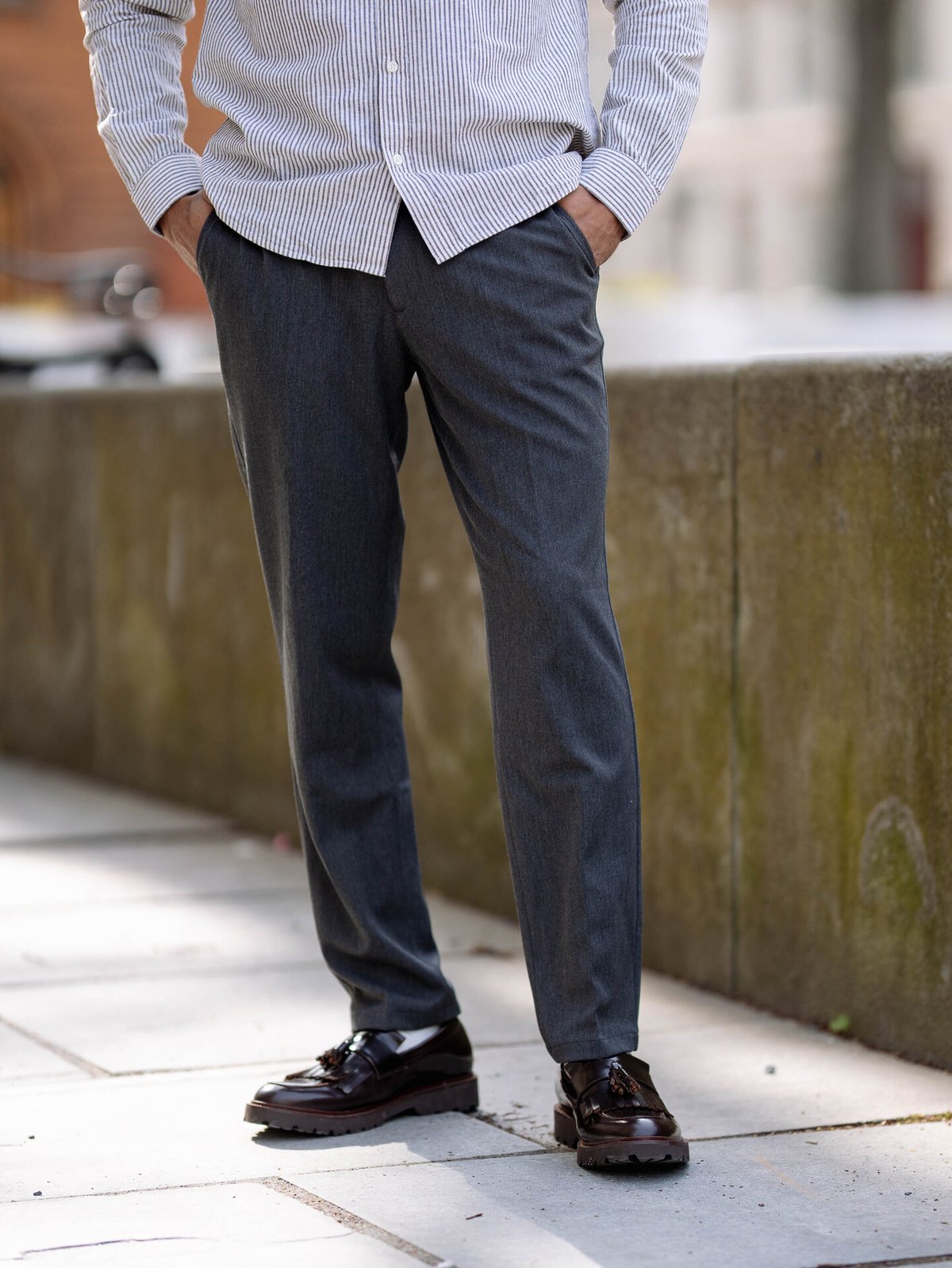 Les Deux Como Suit Pants Dark Grey Melange
