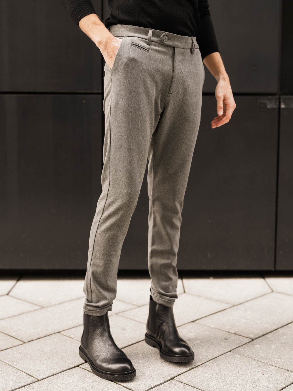 Les Deux Como Suit Pants Dark Grey Melange