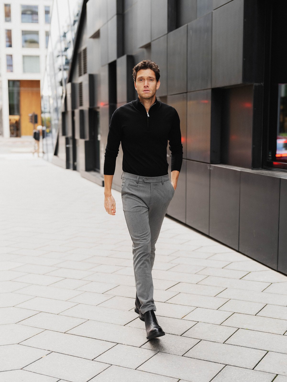 Les Deux Como Suit Pants Grey Melange