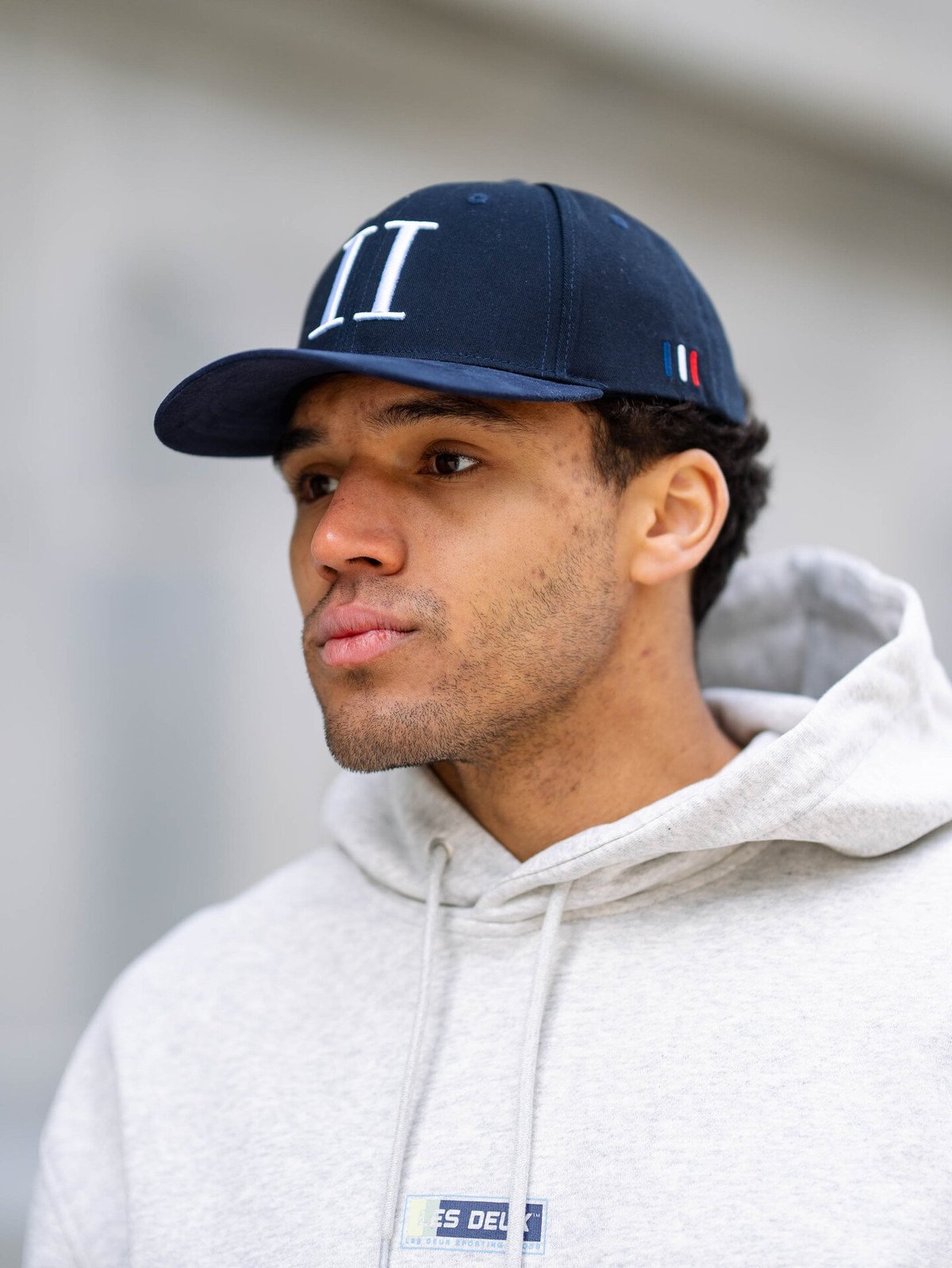 Les Deux Baseball Cap Suede II Dark Navy / White
