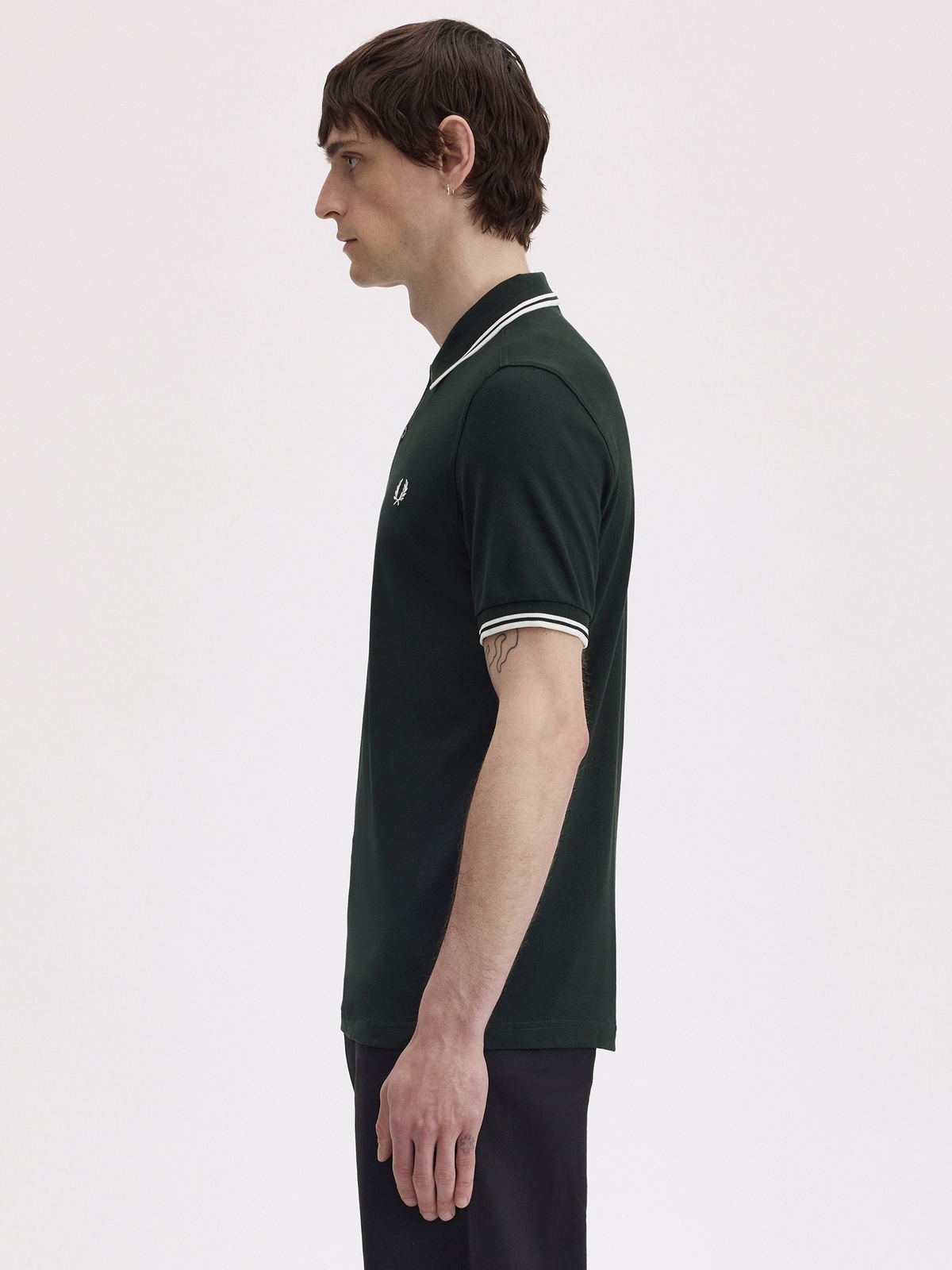 Fred Perry Twin Tipped Polo Night Green / Snow White