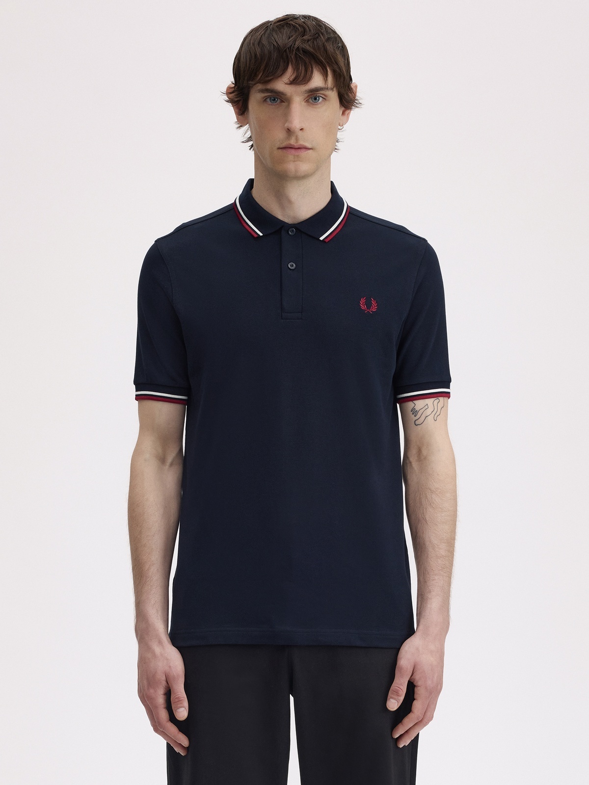 Fred Perry Twin Tipped Polo Navy / Snow White