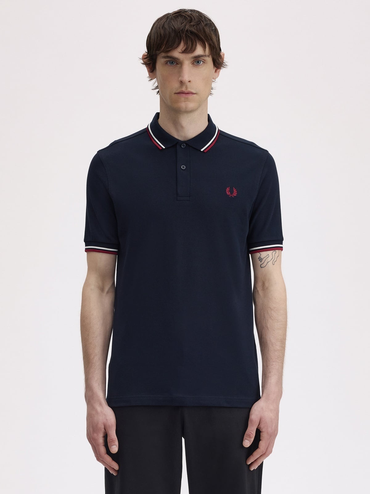Fred Perry Twin Tipped Polo Navy / Snow White