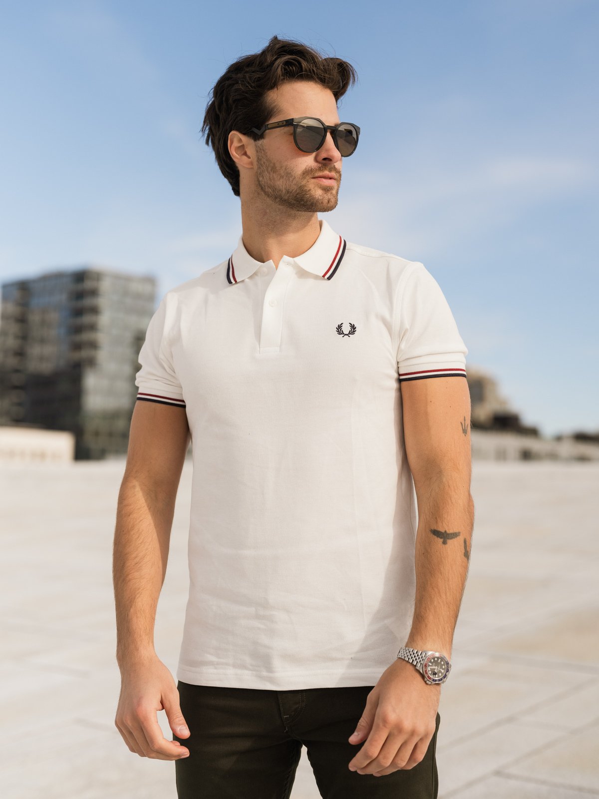 Fred Perry Twin Tipped Polo White
