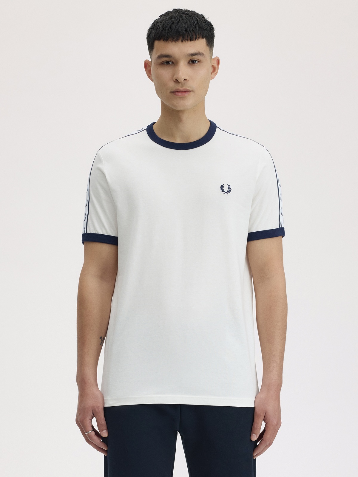 Fred Perry Taped Ringer Tee Snow White