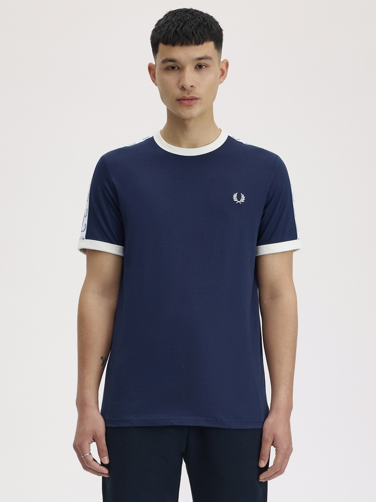 Fred Perry Taped Ringer Tee Carbon Blue