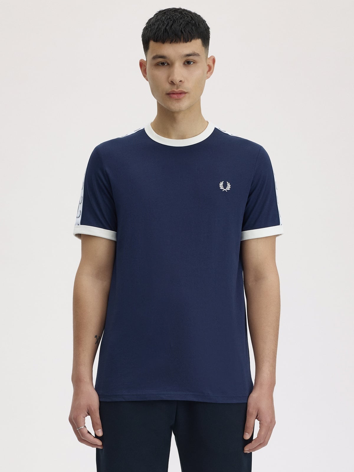 Fred Perry Taped Ringer Tee Carbon Blue