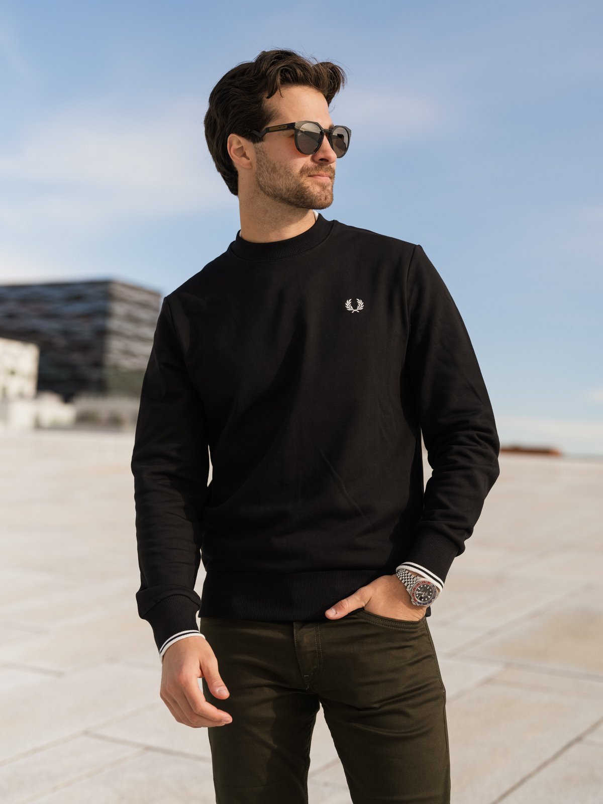 Fred Perry Classic Crew Neck Black