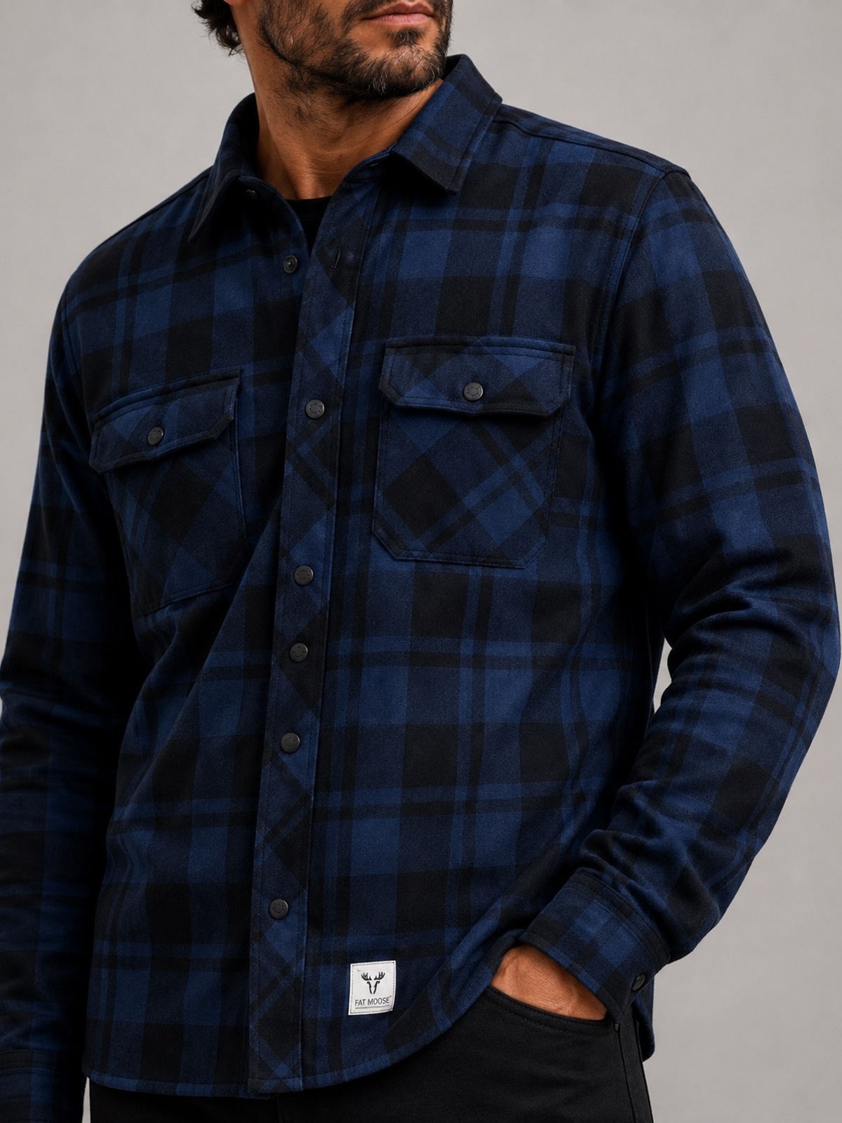 Fat Moose New Adrian Cotton Check Shirt Blå