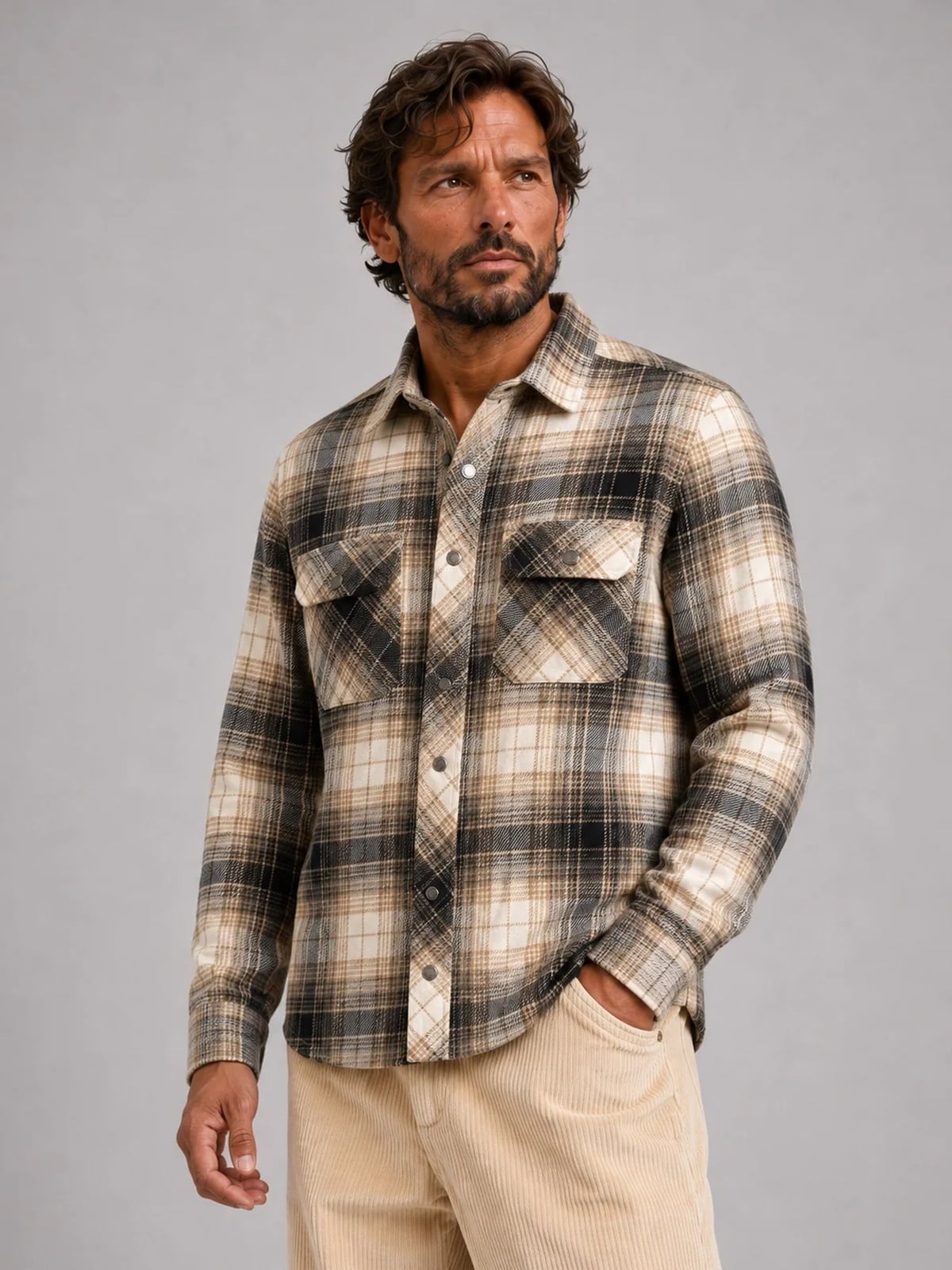 Fat Moose New Adrian Cotton Check Shirt Beige