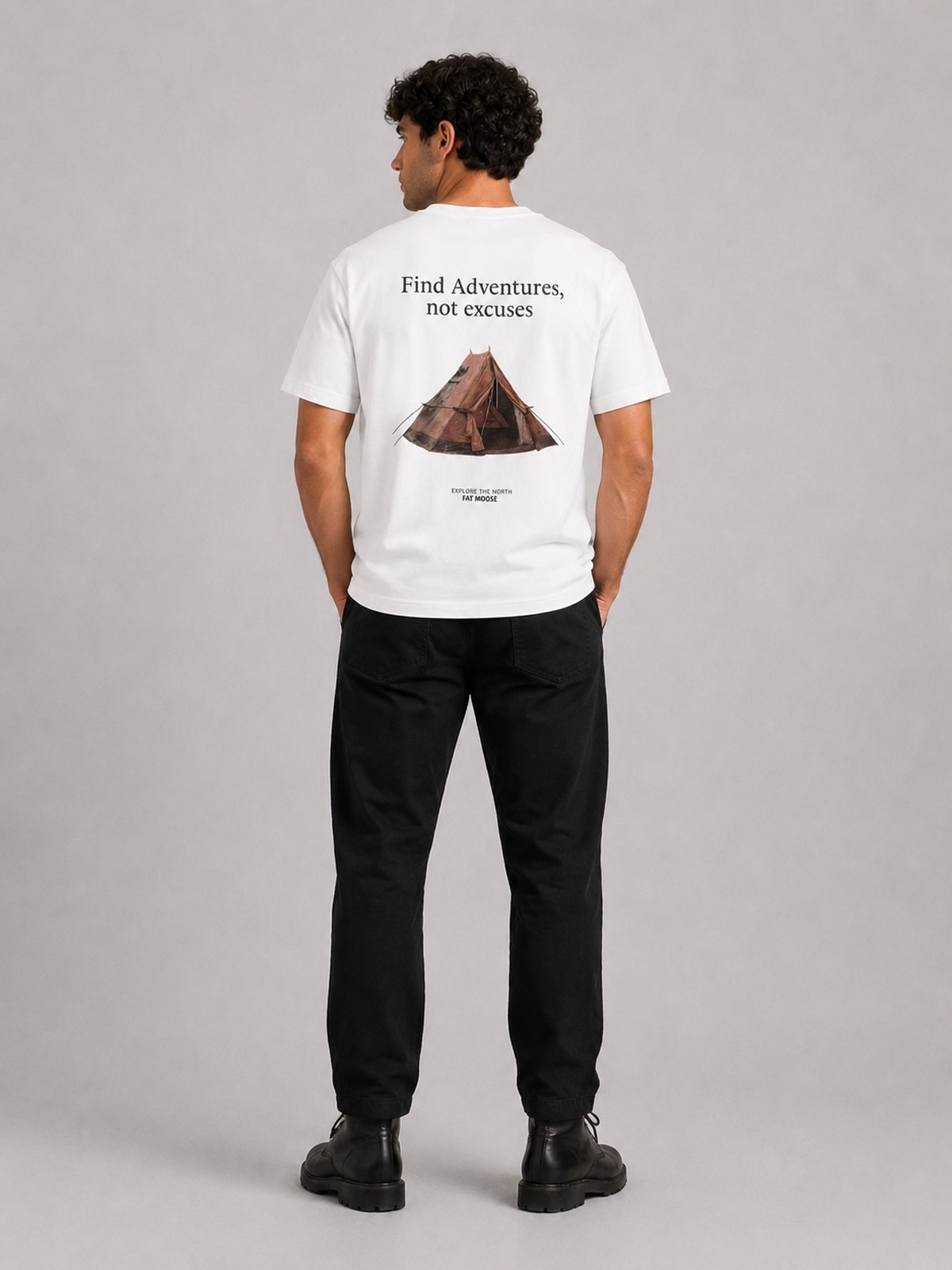 Fat Moose Adventure Organic T-Shirt Hvit