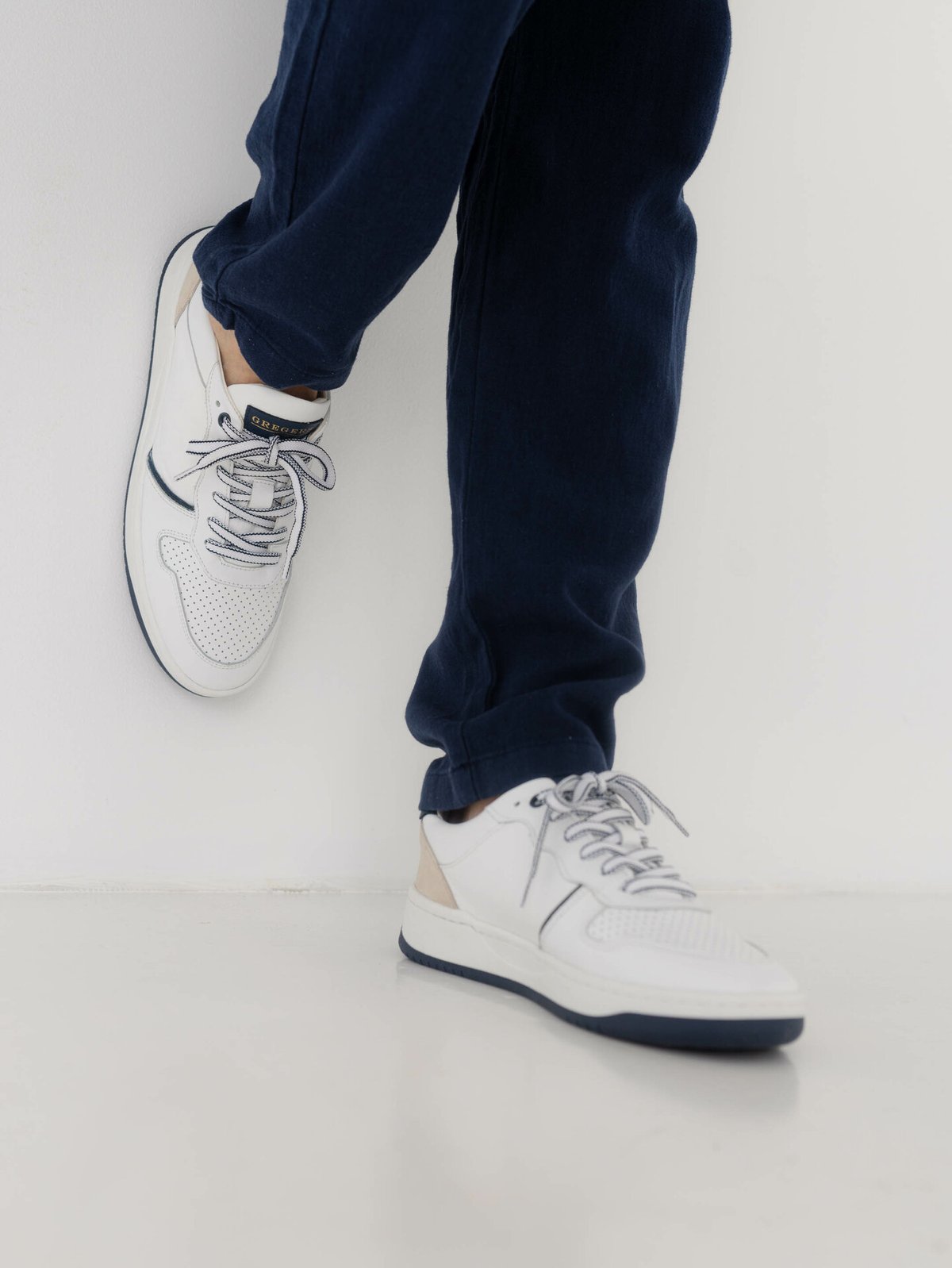 Gregers Clay Leather White Blue