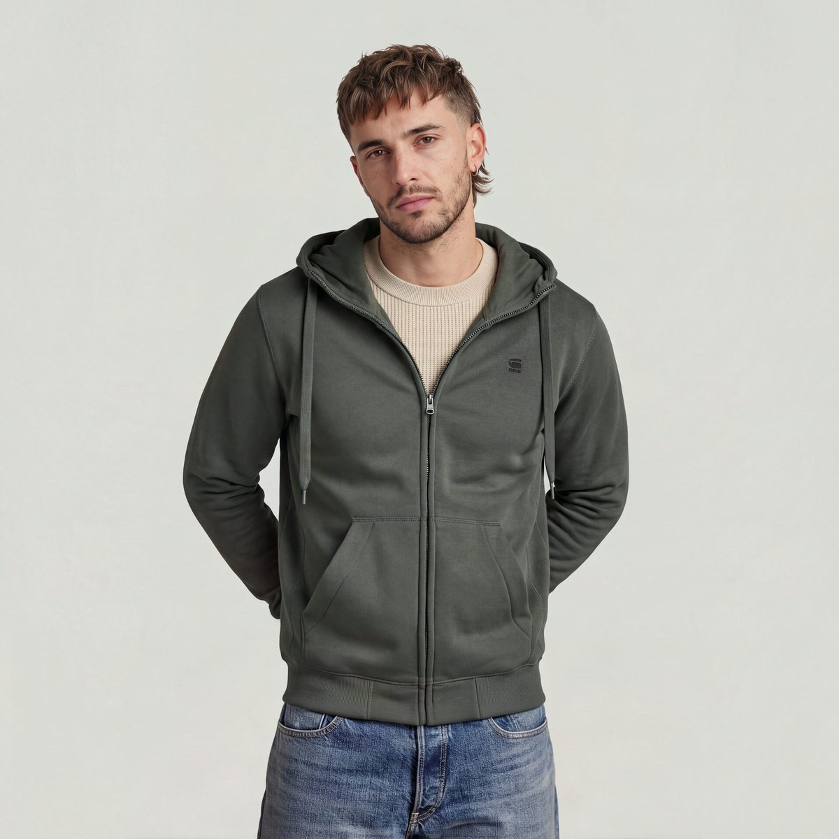 G-STAR Premium Core Hooded Zip Sweat Grey