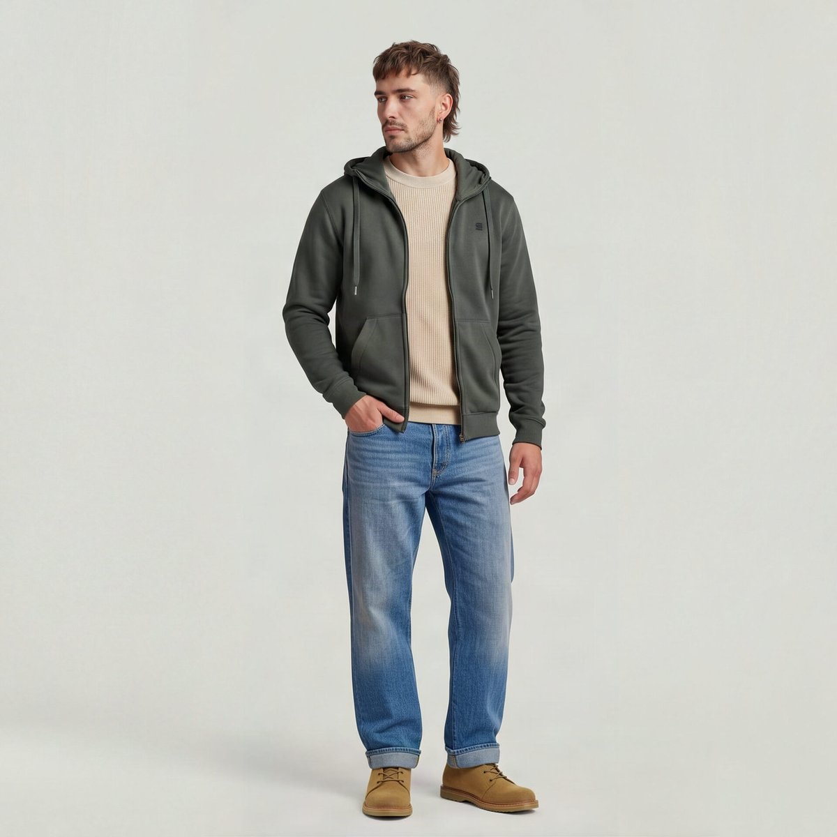 G-STAR Premium Core Hooded Zip Sweat Grey