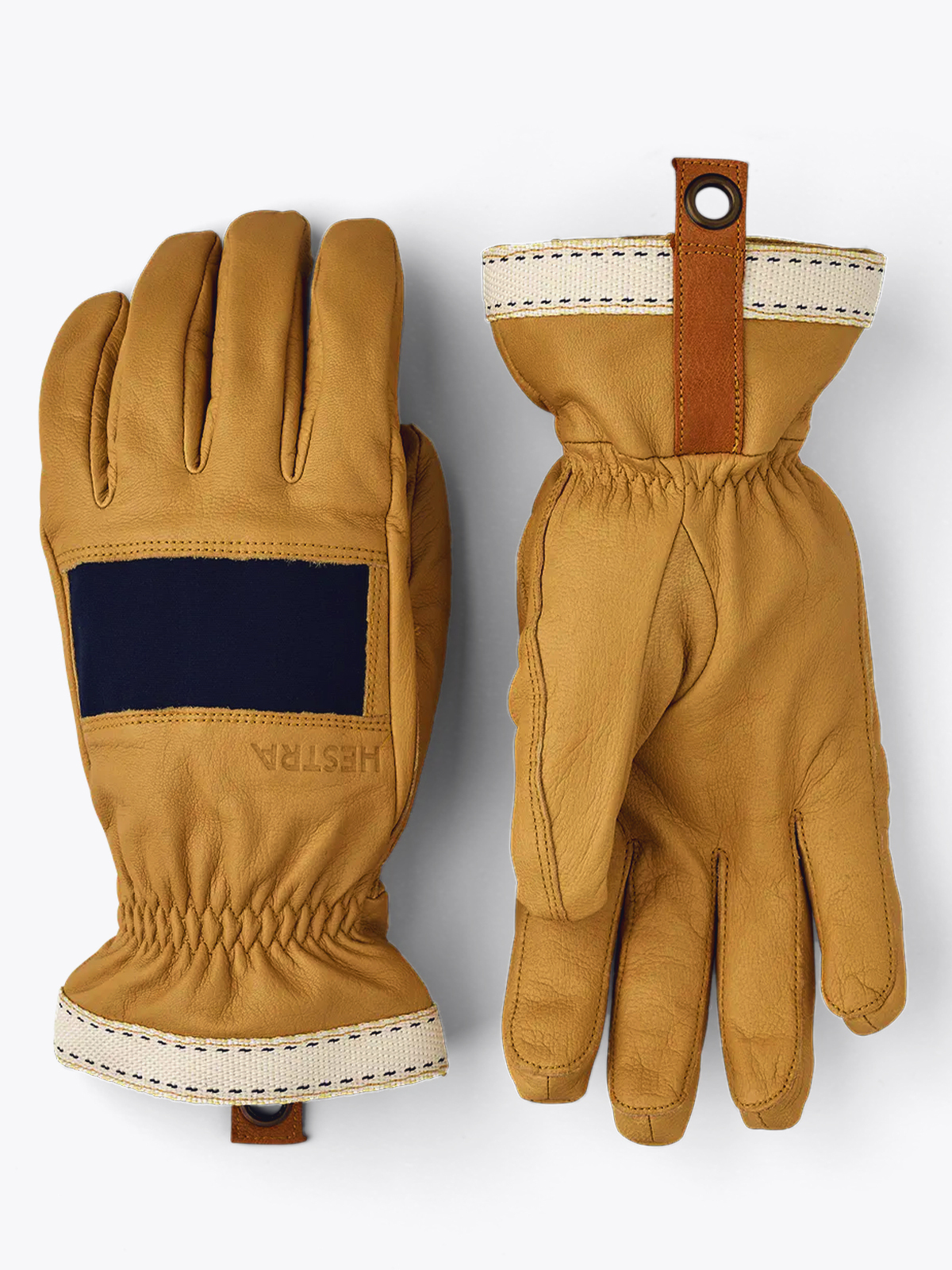 Hestra Njord - 5 finger Navy & natural brown