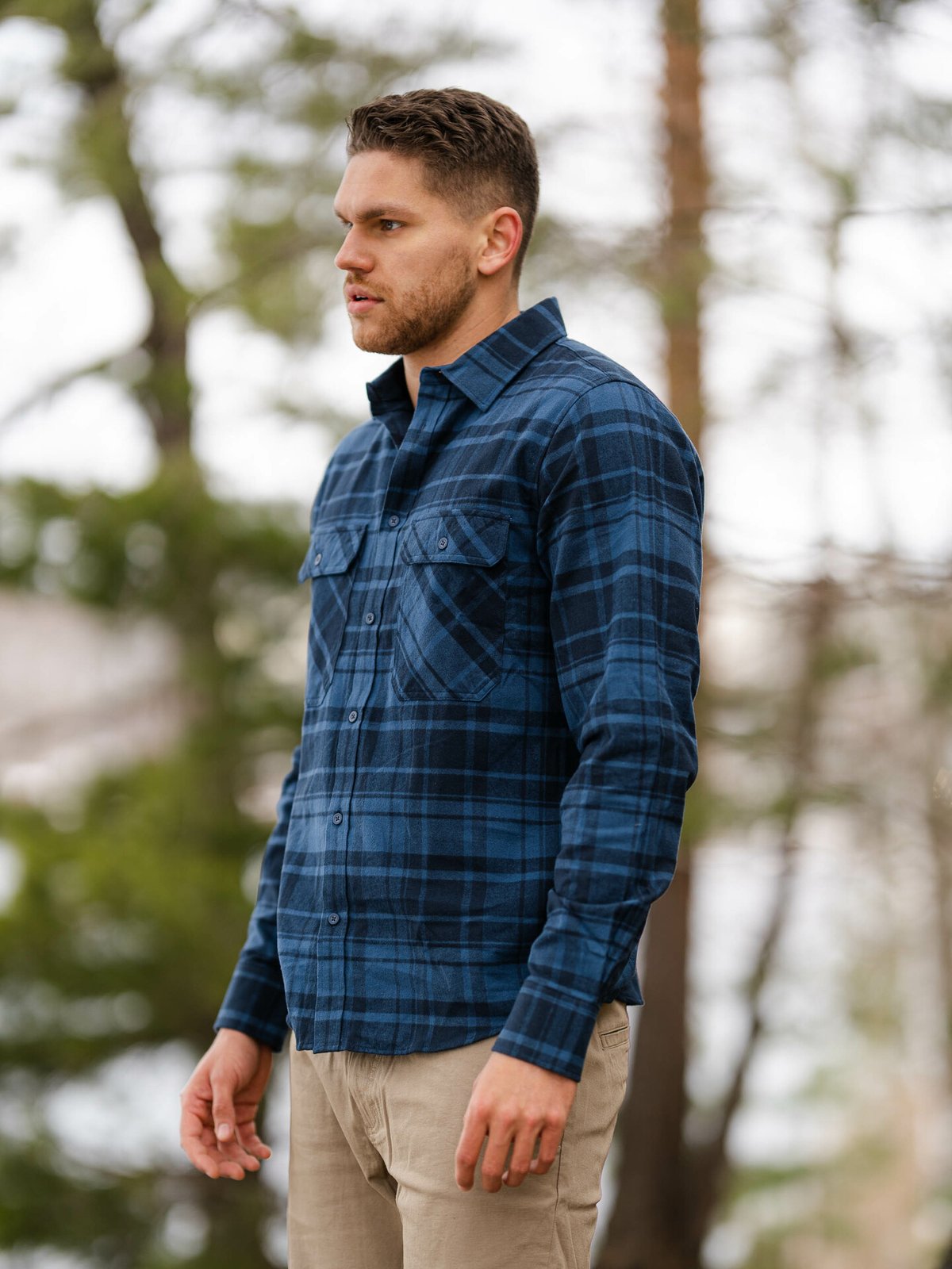 Helly Hansen Lokka Organic Flannel Long Sleeve Shirt Deep Steel Plaid