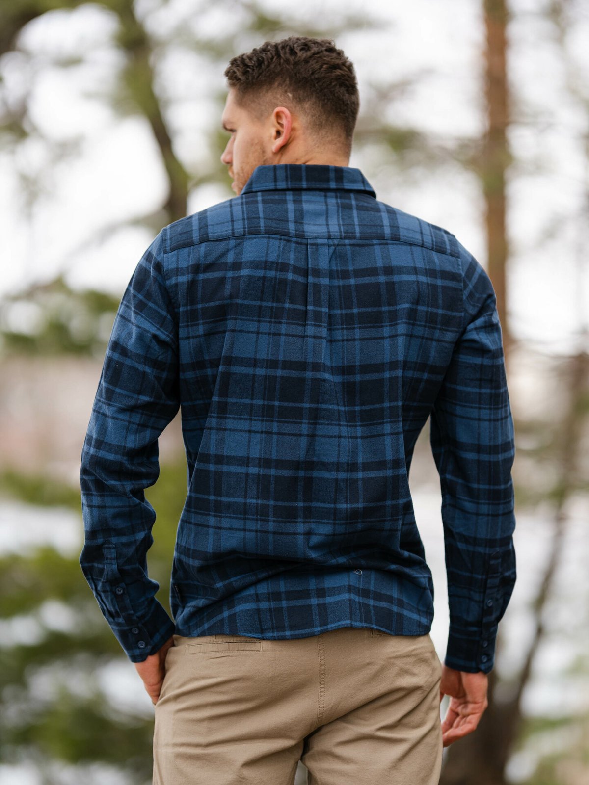 Helly Hansen Lokka Organic Flannel Long Sleeve Shirt Deep Steel Plaid
