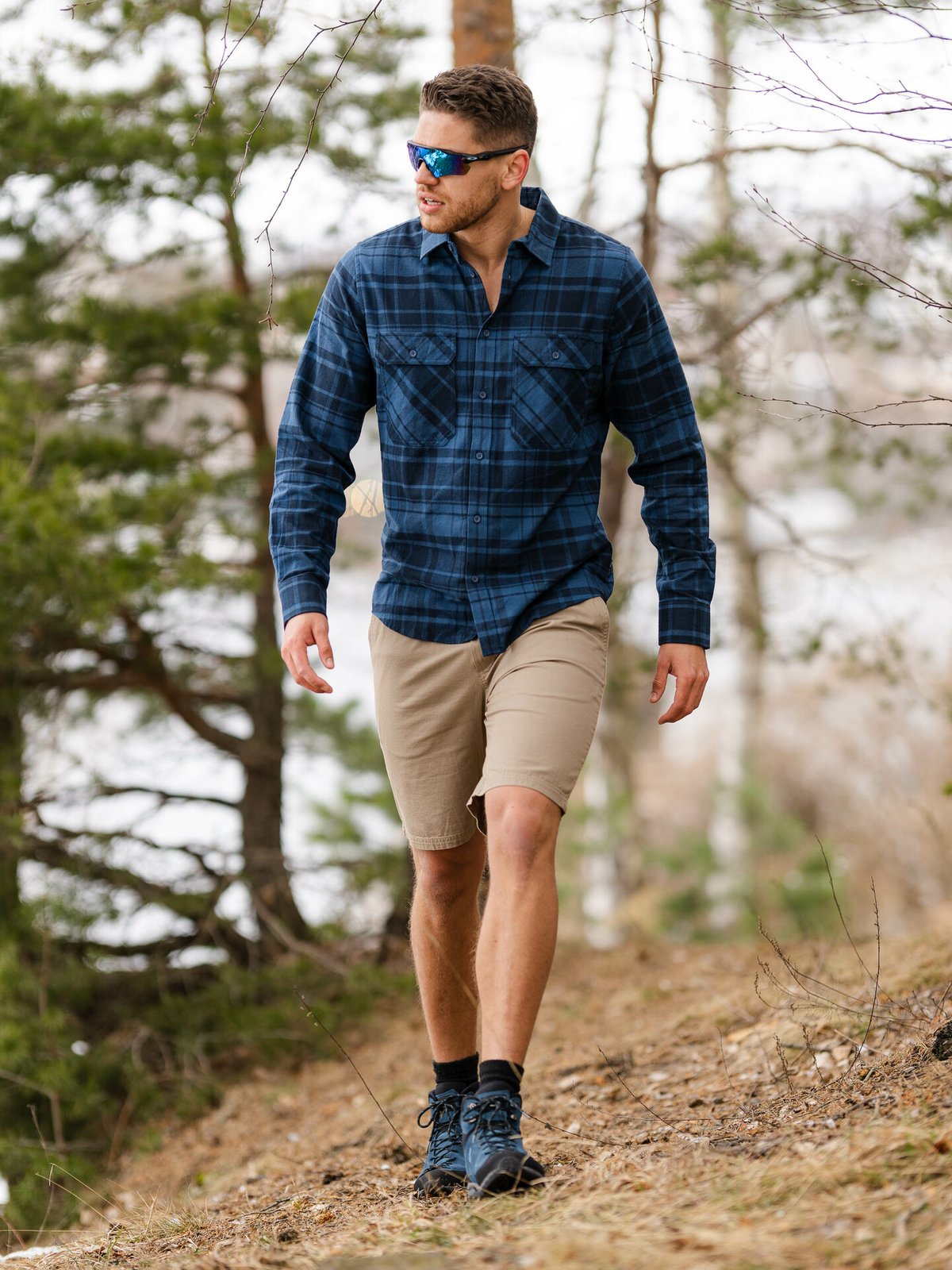 Helly Hansen Lokka Organic Flannel Long Sleeve Shirt Deep Steel Plaid