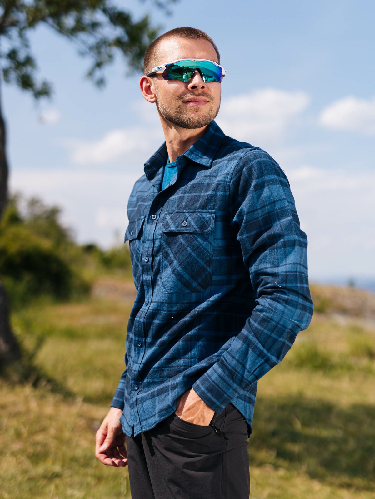Helly Hansen Lokka Organic Flannel Long Sleeve Shirt Deep Steel Plaid