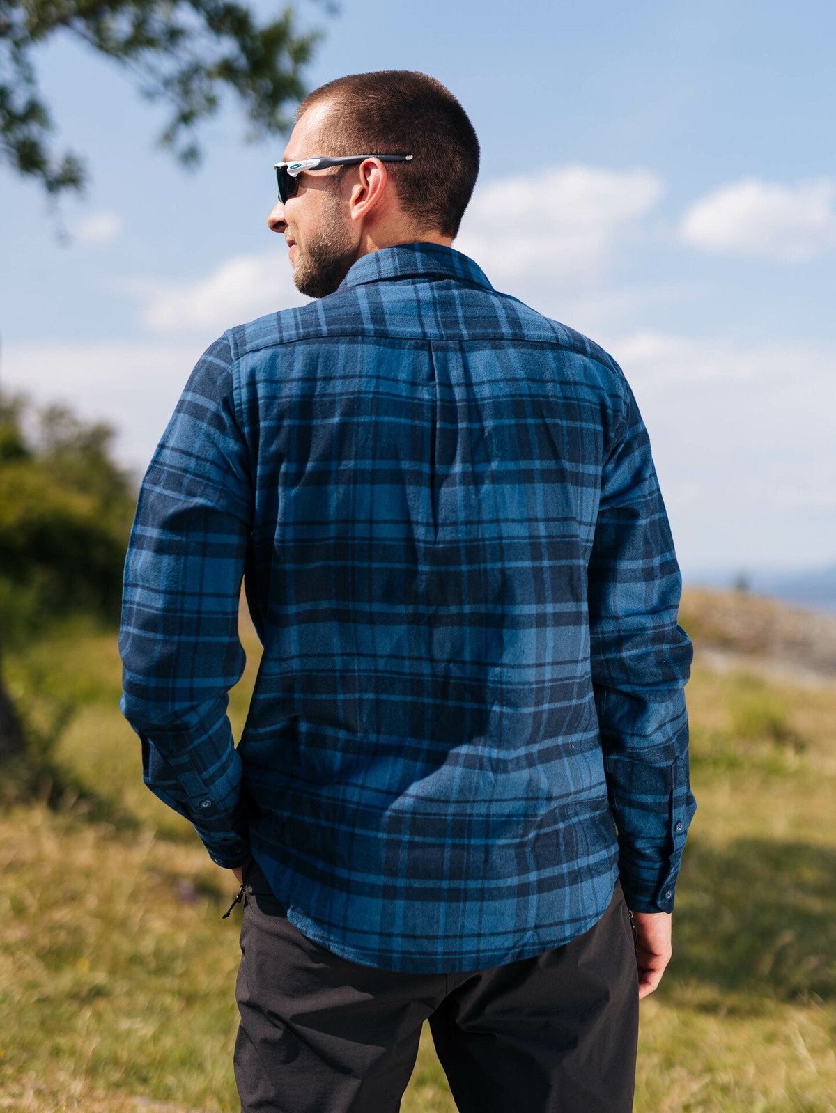 Helly Hansen Lokka Organic Flannel Long Sleeve Shirt Deep Steel Plaid