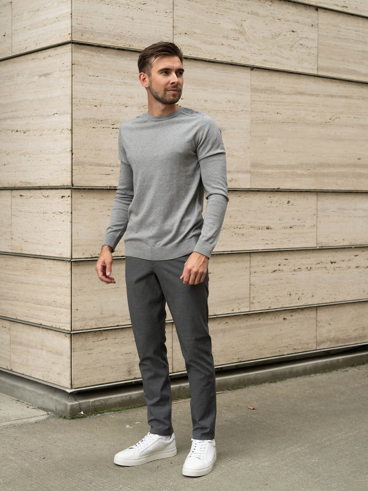 Selected Homme Berg Crew Neck Medium Grey Melange