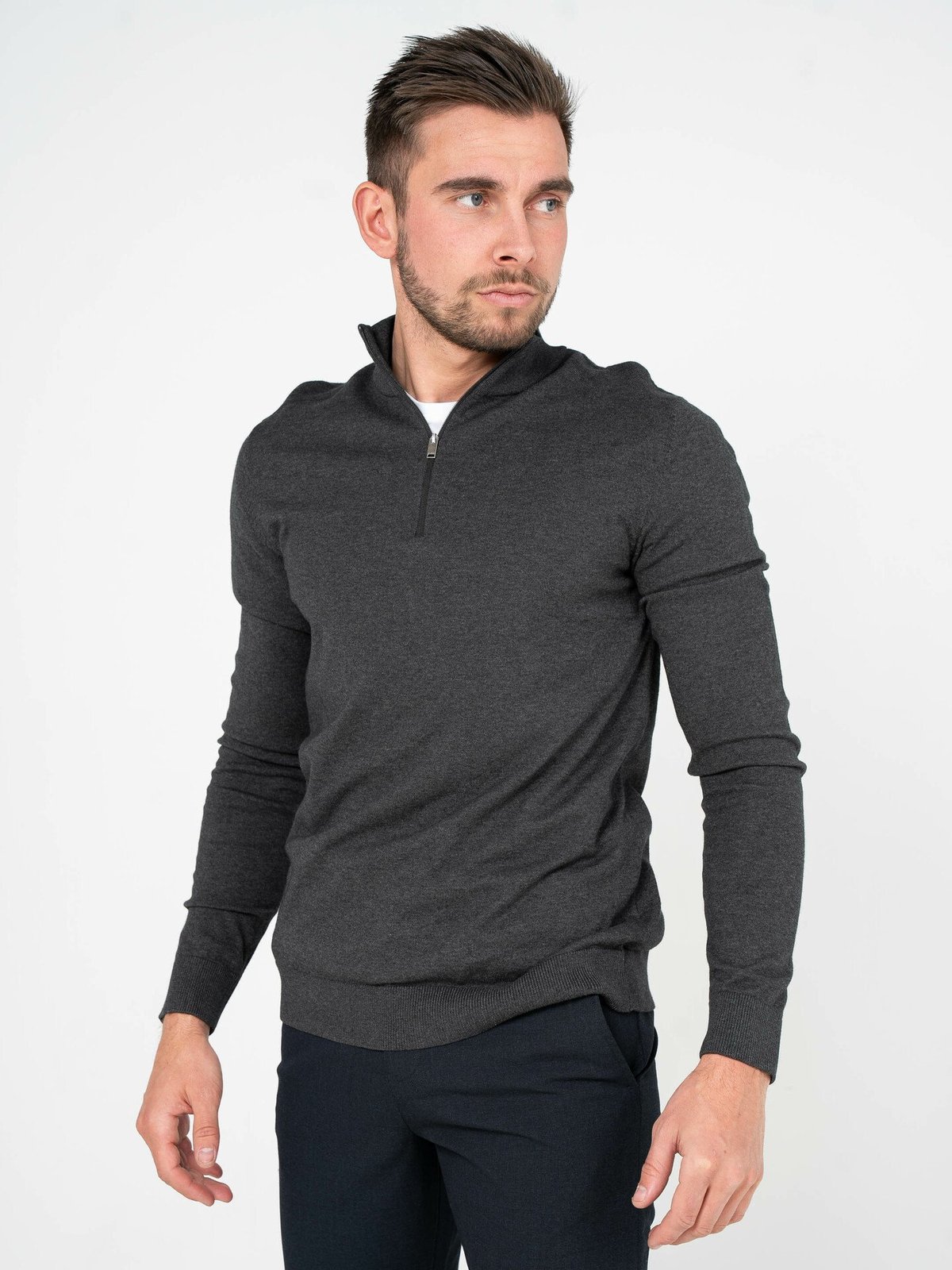 Selected Homme Selected Homme Berg Long Sleeve Half Zip Antracit Melange