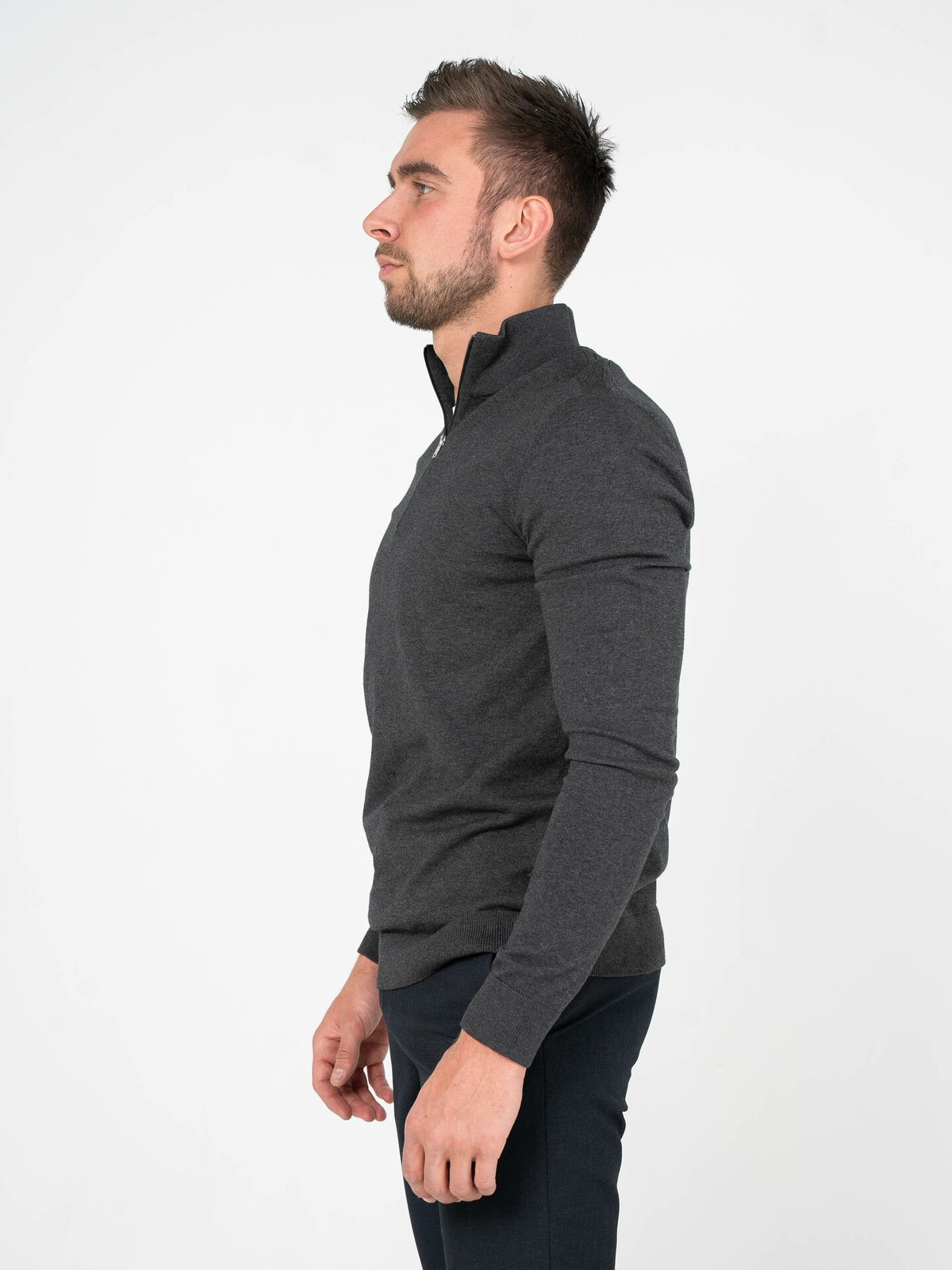 Selected Homme Selected Homme Berg Long Sleeve Half Zip Antracit Melange