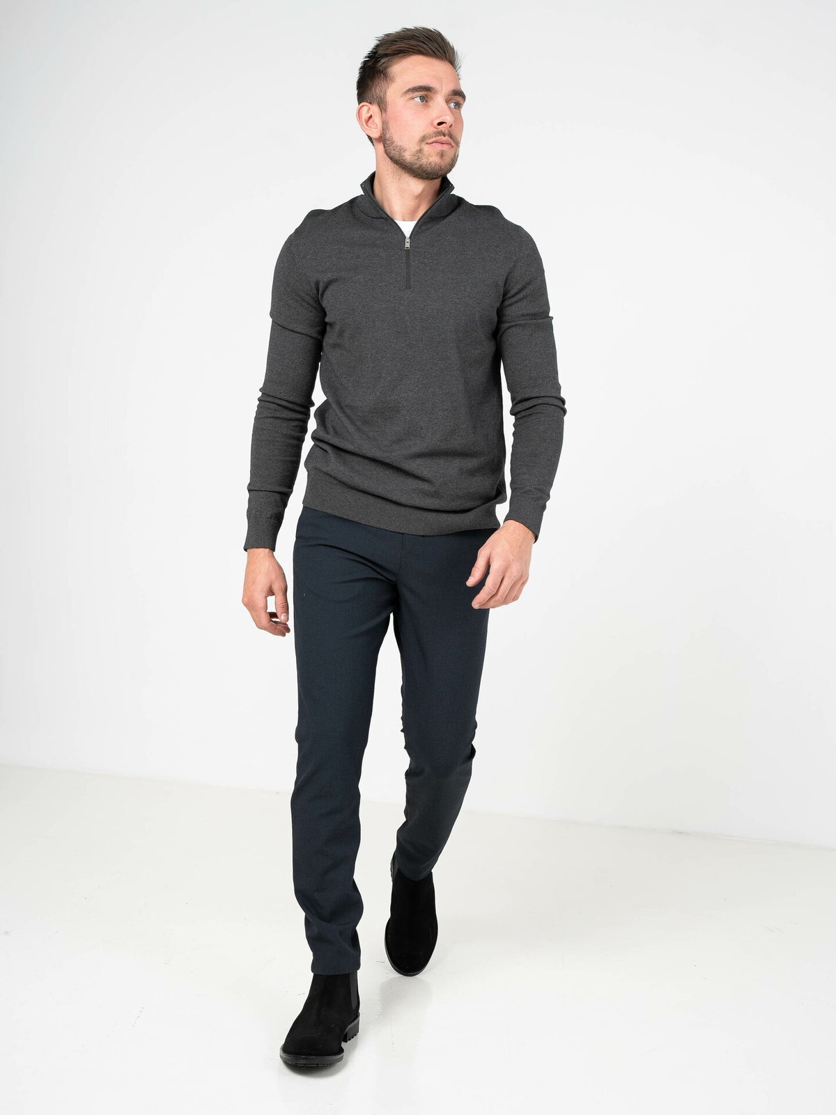 Selected Homme Selected Homme Berg Long Sleeve Half Zip Antracit Melange