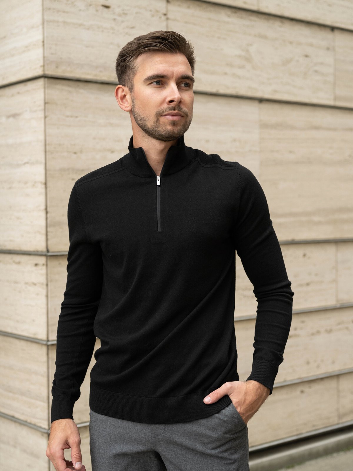 Selected Homme Selected Homme Berg Long Sleeve Half Zip Black