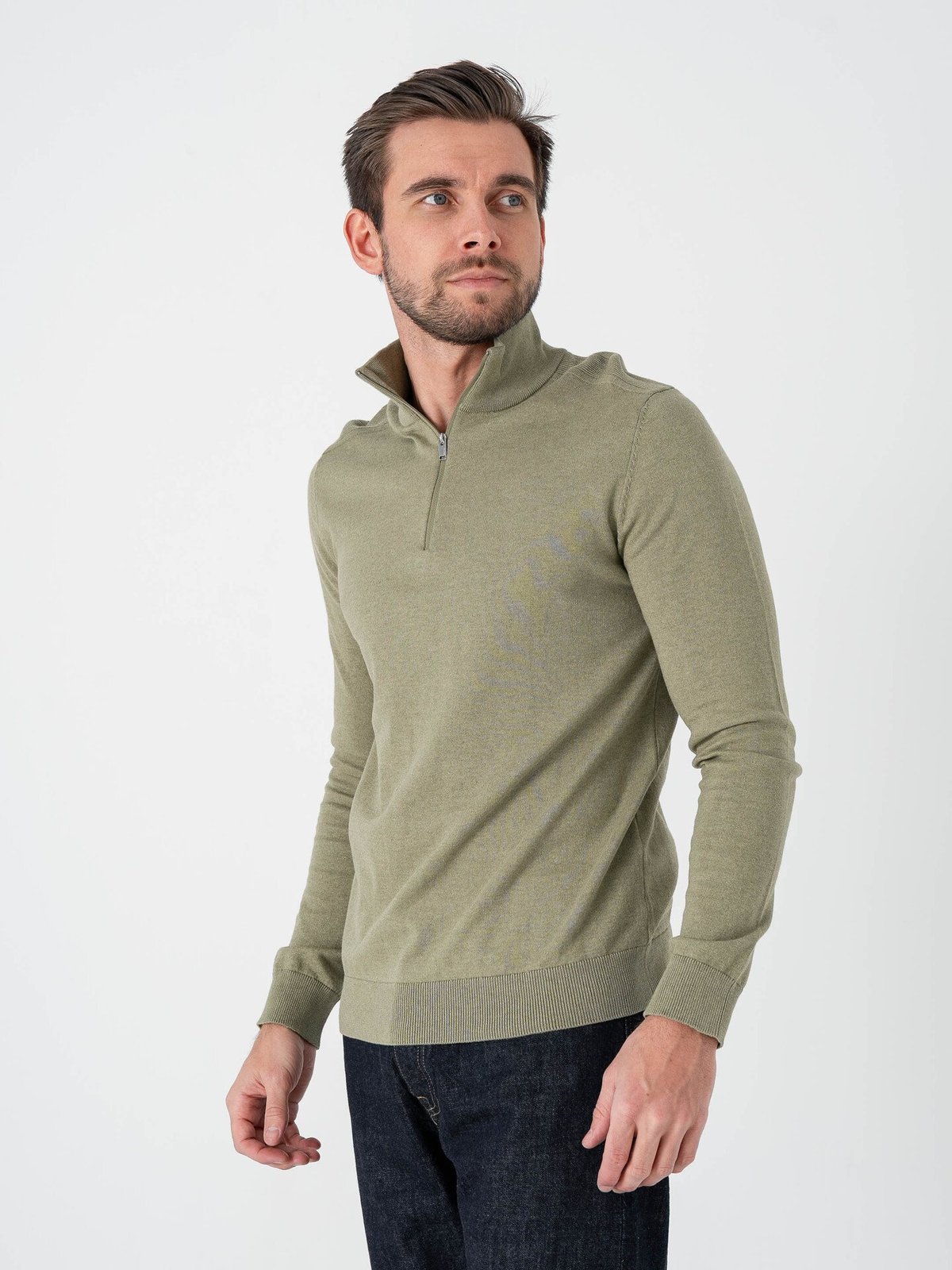 Selected Homme Selected Homme Berg Long Sleeve Half Zip Deep Lichen Green Melange