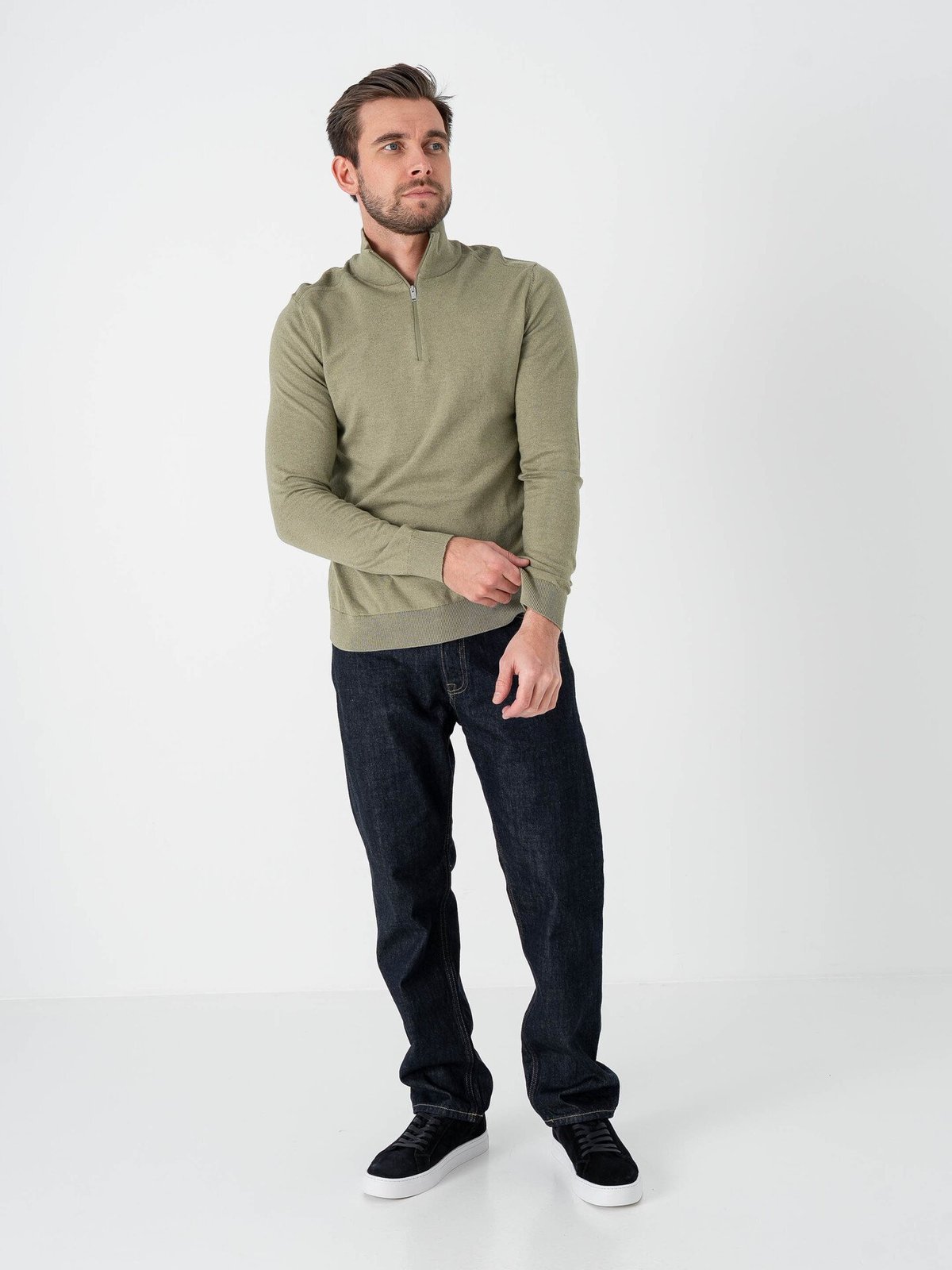 Selected Homme Selected Homme Berg Long Sleeve Half Zip Deep Lichen Green Melange