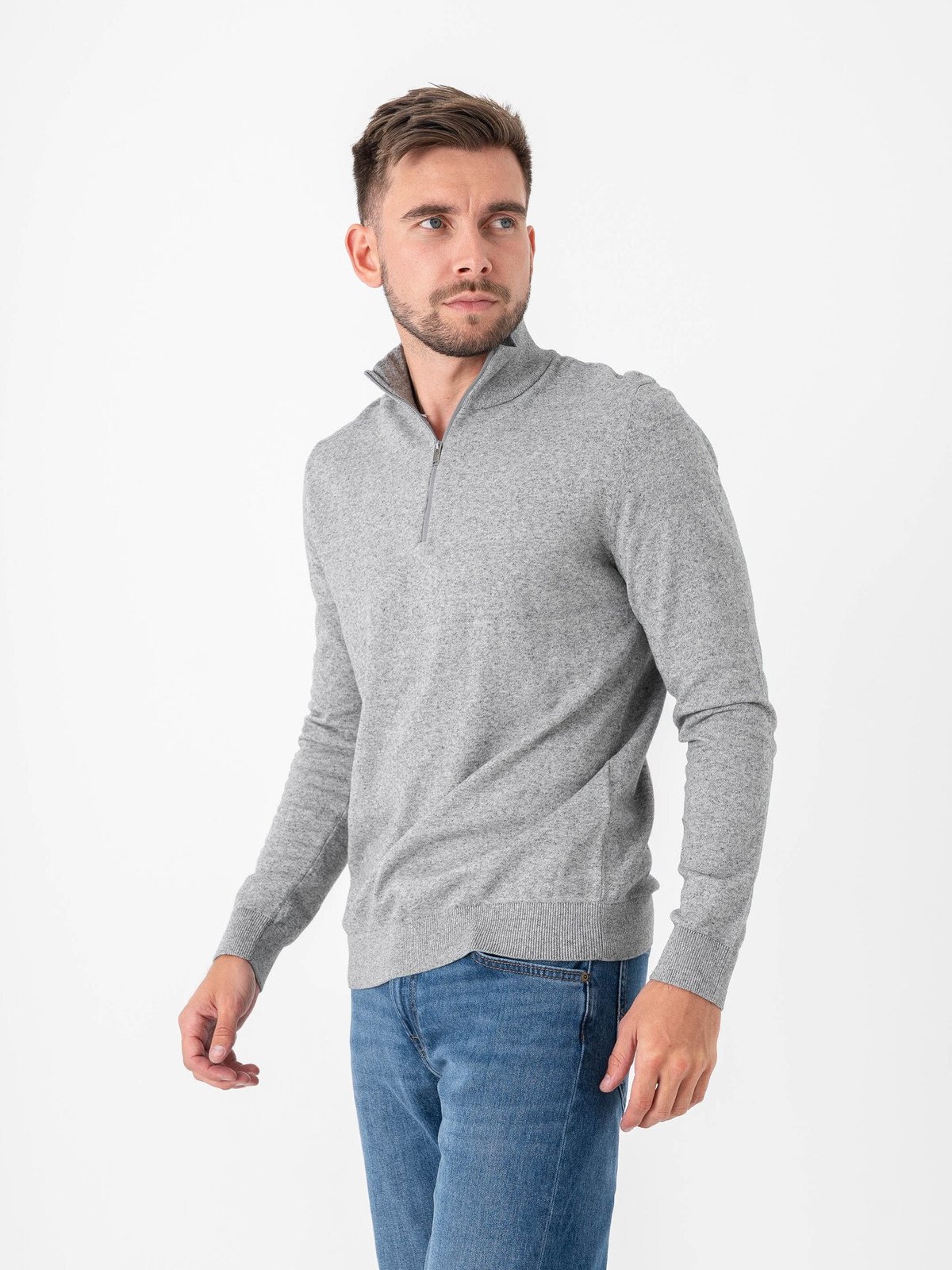 Selected Homme Selected Homme Berg Long Sleeve Half Zip Light Grey Melange