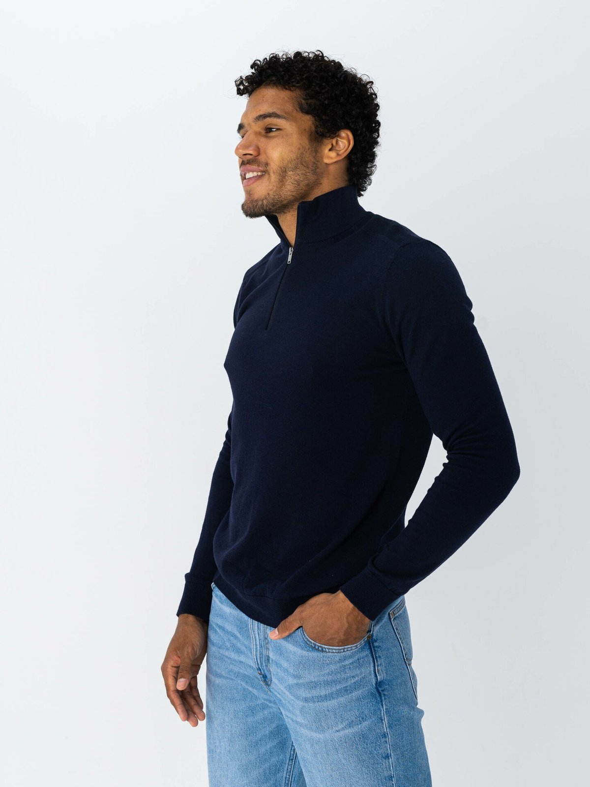 Selected Homme Selected Homme Berg Long Sleeve Half Zip Navy Blazer Melange