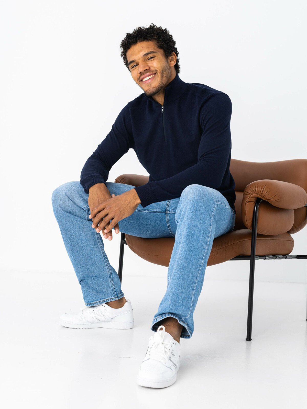 Selected Homme Selected Homme Berg Long Sleeve Half Zip Navy Blazer Melange