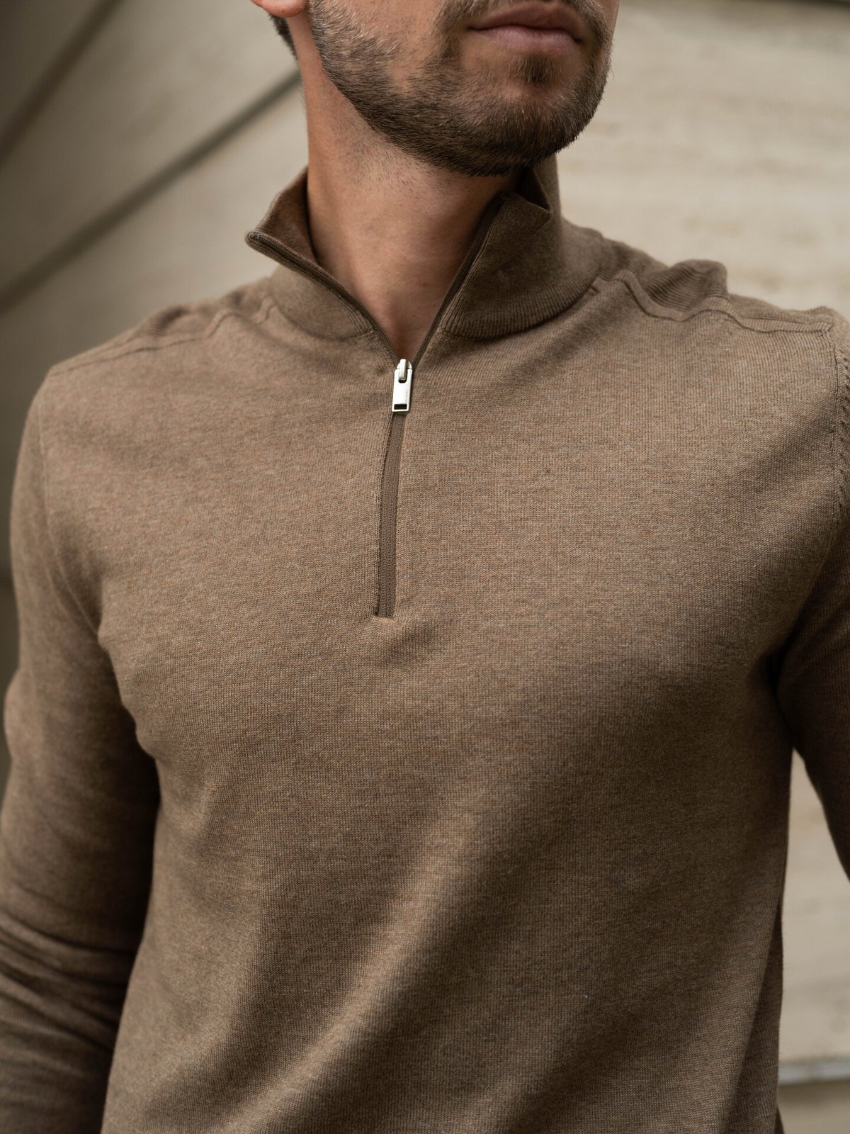 Selected Homme Selected Homme Berg Long Sleeve Half Zip Teak Melange