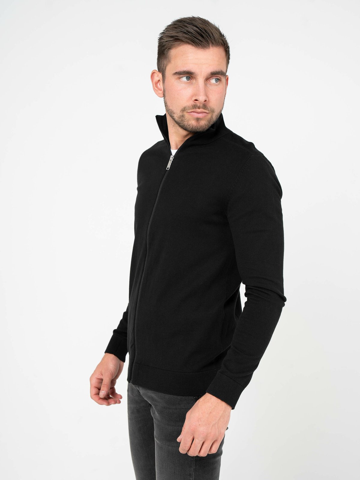 Selected Homme Berg Full Zip Cardigan Black