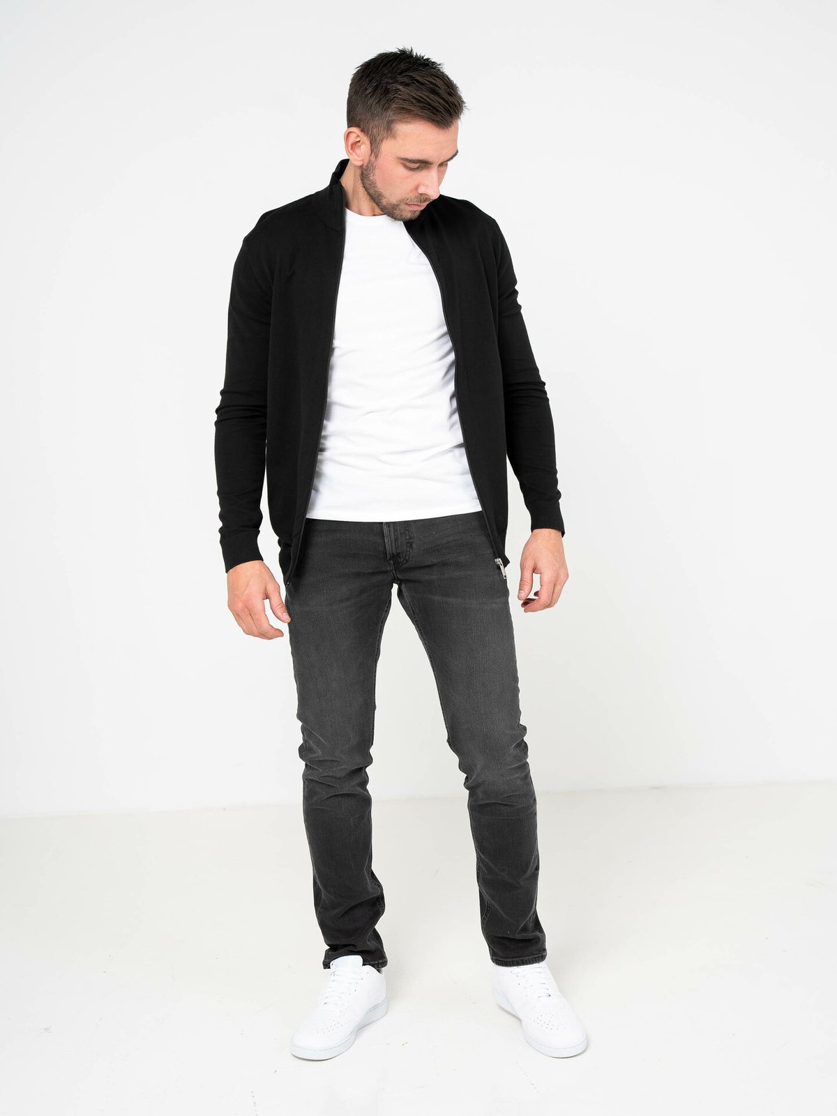 Selected Homme Berg Full Zip Cardigan Black