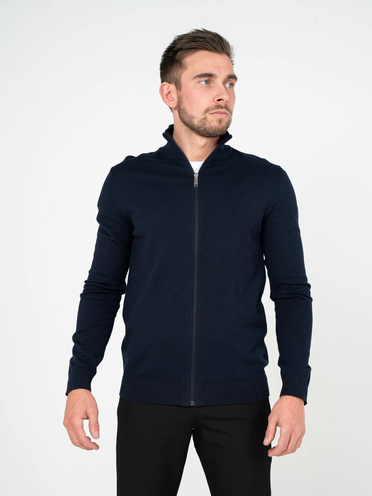 Selected Homme Berg Full Zip Cardigan Navy Blazer Melange