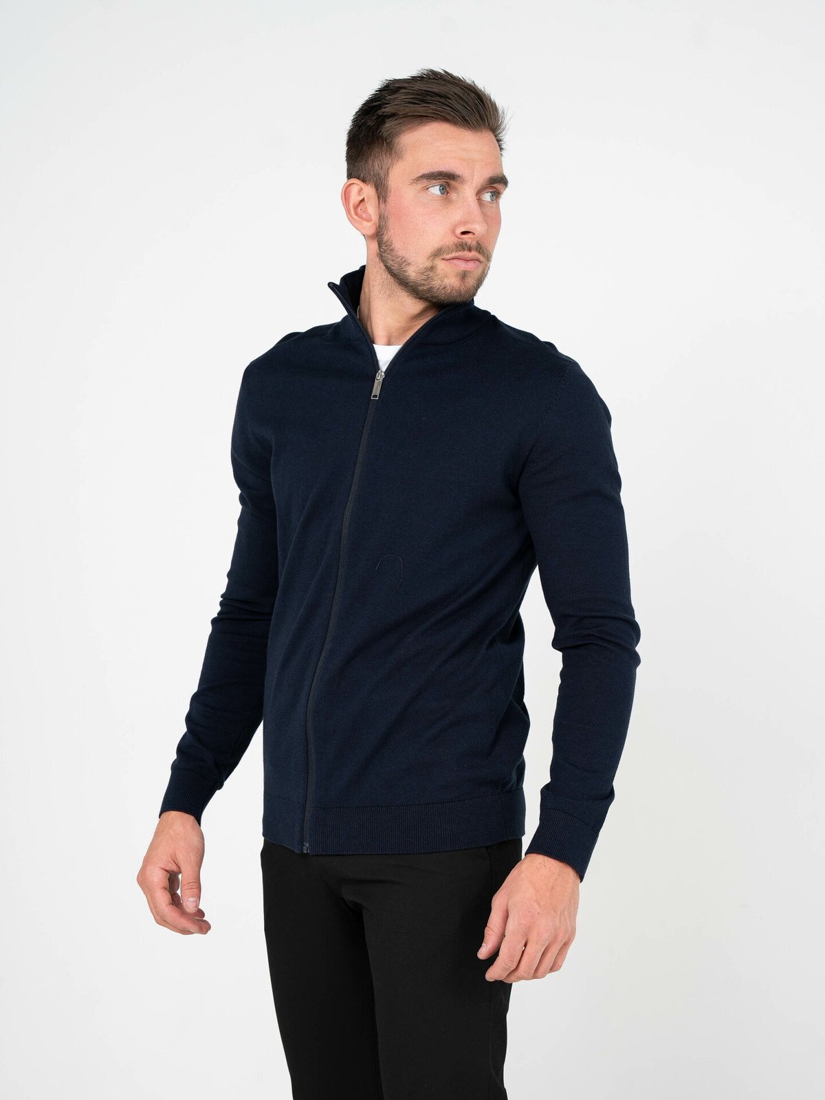 Selected Homme Berg Full Zip Cardigan Navy Blazer Melange