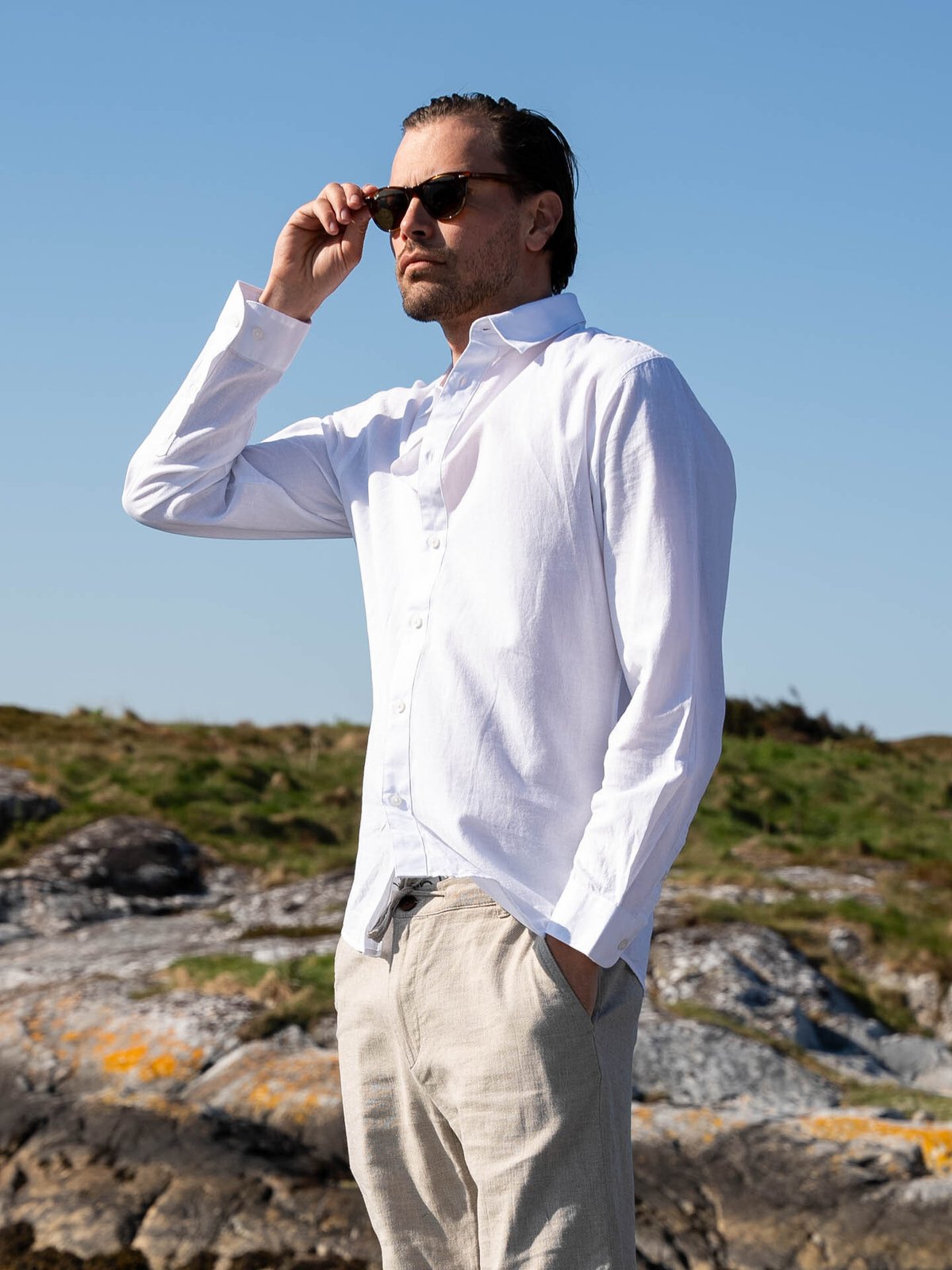Selected Homme Slim-Sun Shirt Long Sleeve White