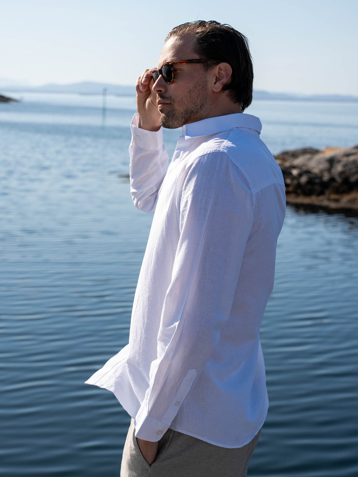 Selected Homme Slim-Sun Shirt Long Sleeve White