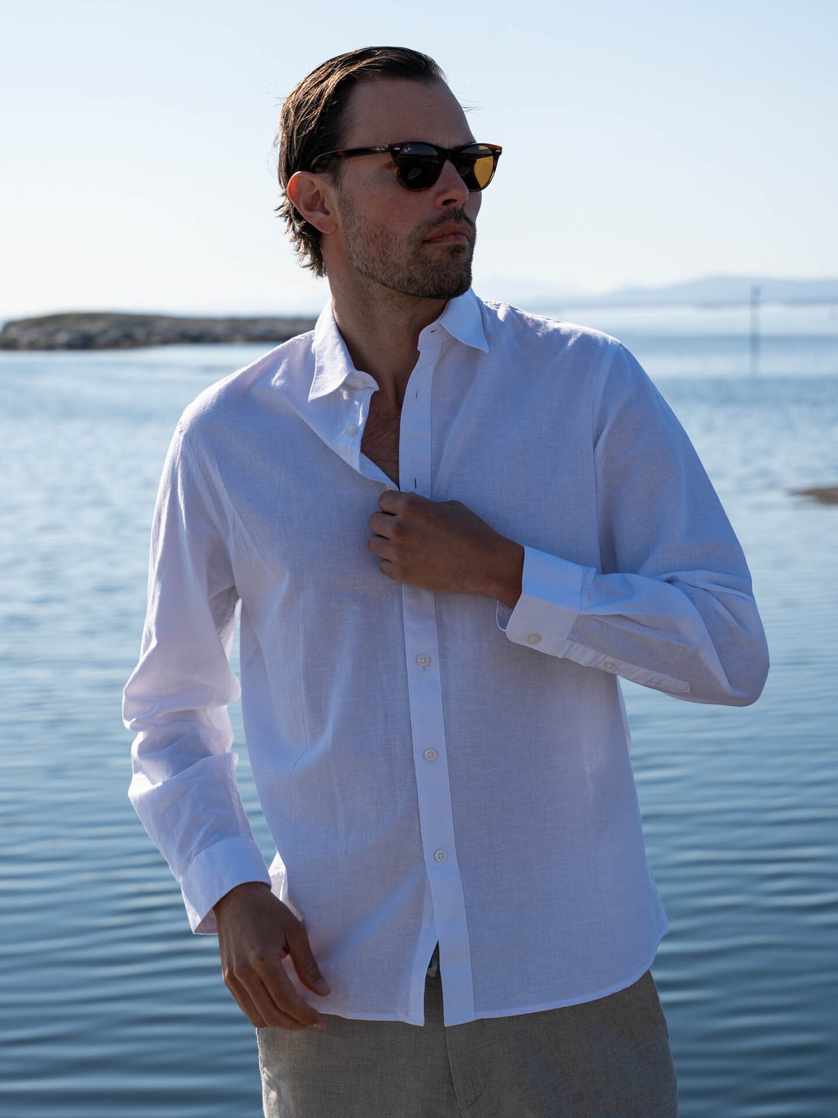 Selected Homme Slim-Sun Shirt Long Sleeve White