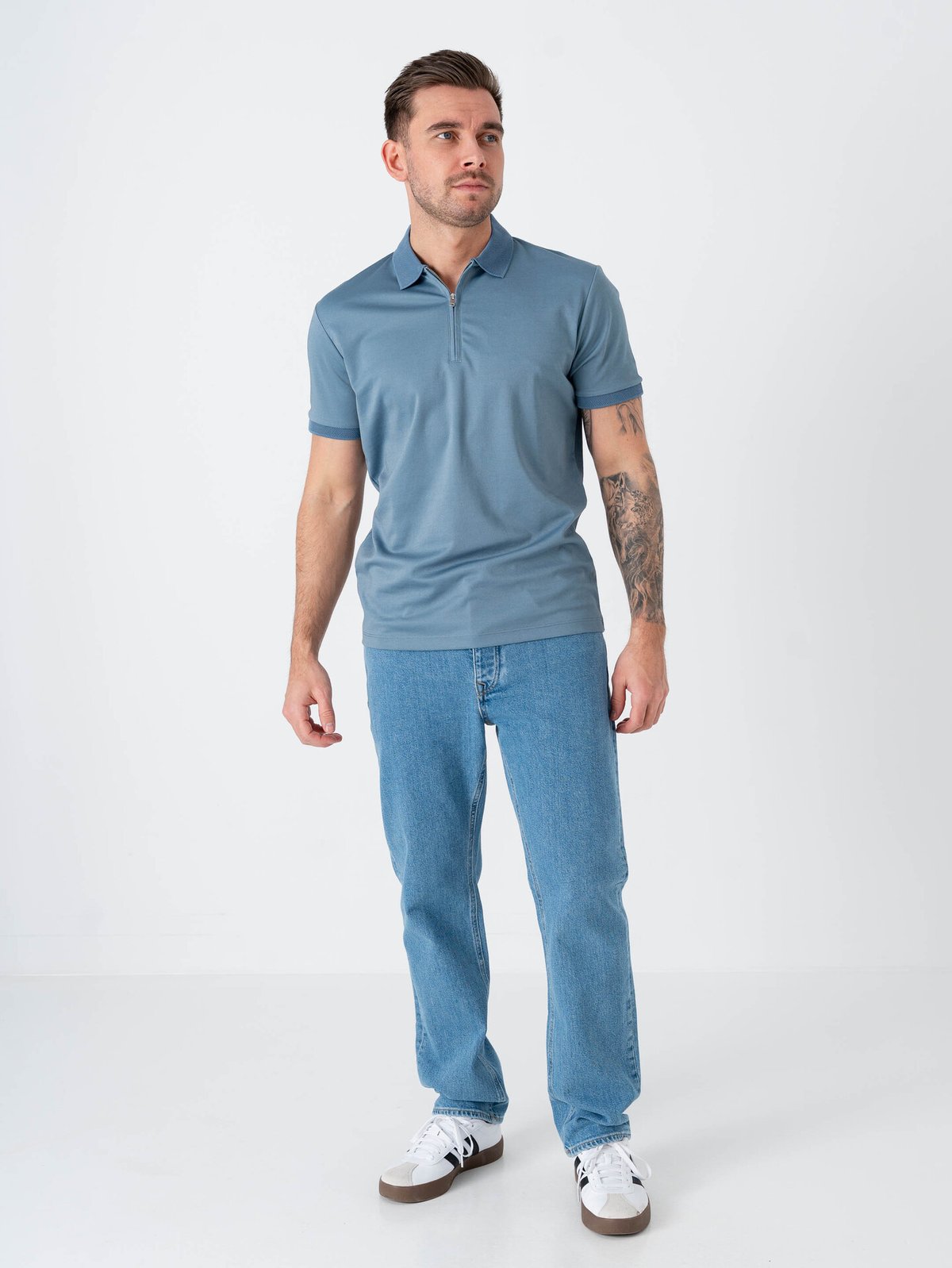 Selected Homme Selected Homme Fave Zip Short Sleeve Polo Blue Mirage