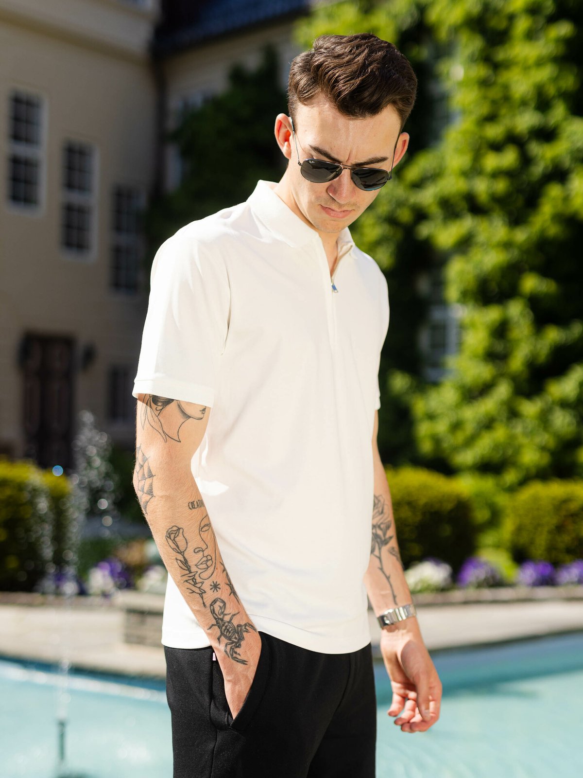 Selected Homme Selected Homme Fave Zip Short Sleeve Polo Cloud Dancer