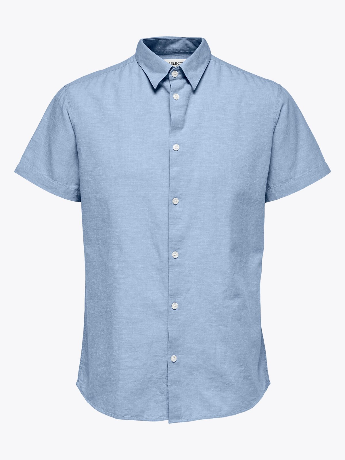Selected Homme Regular New-Linen Shirt Short Sleeve Classic Medium Blue Denim