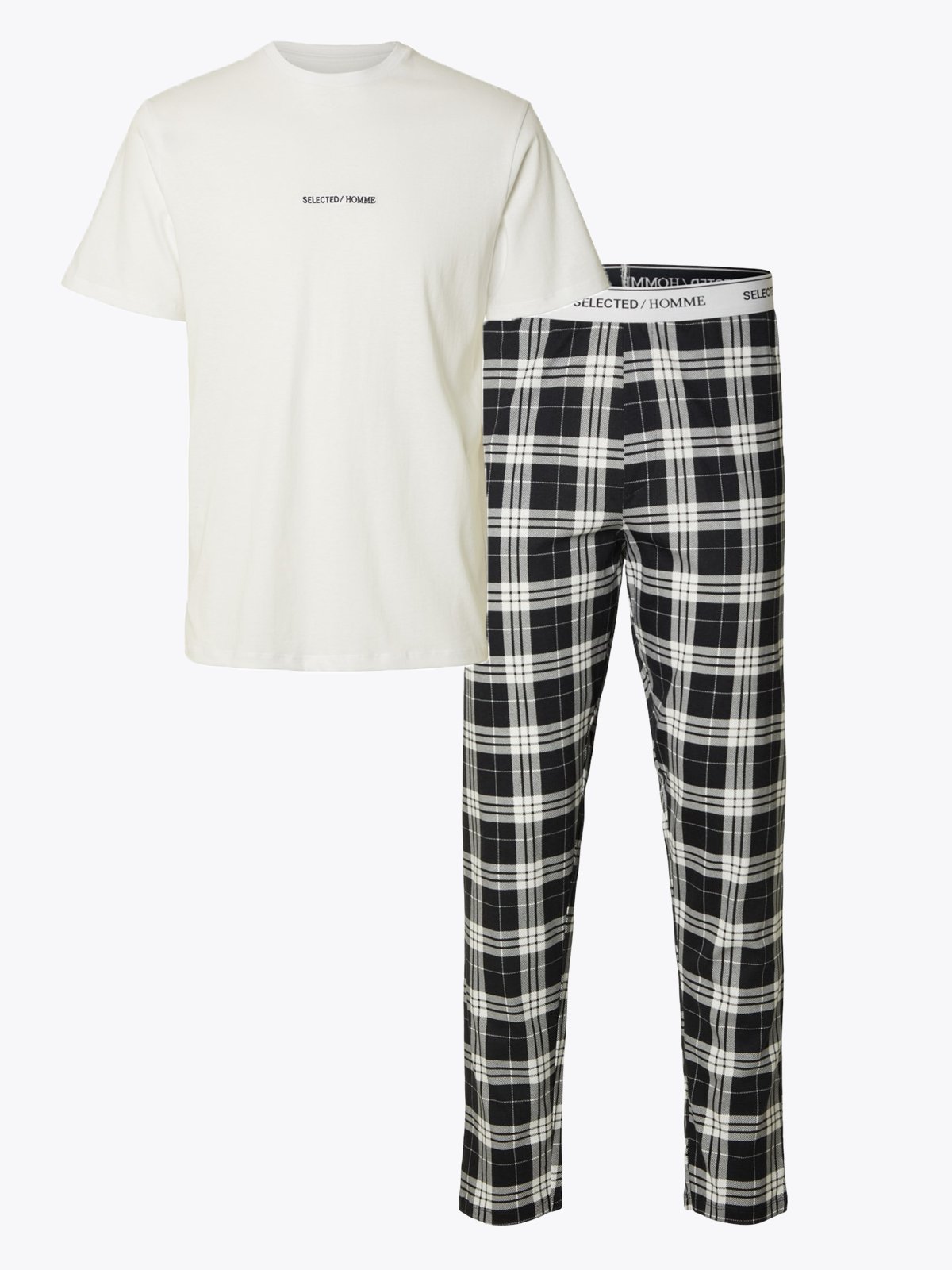 Selected Homme Selected Homme Reg Monus Short Sleeve Lounge Set Sky Captain / White