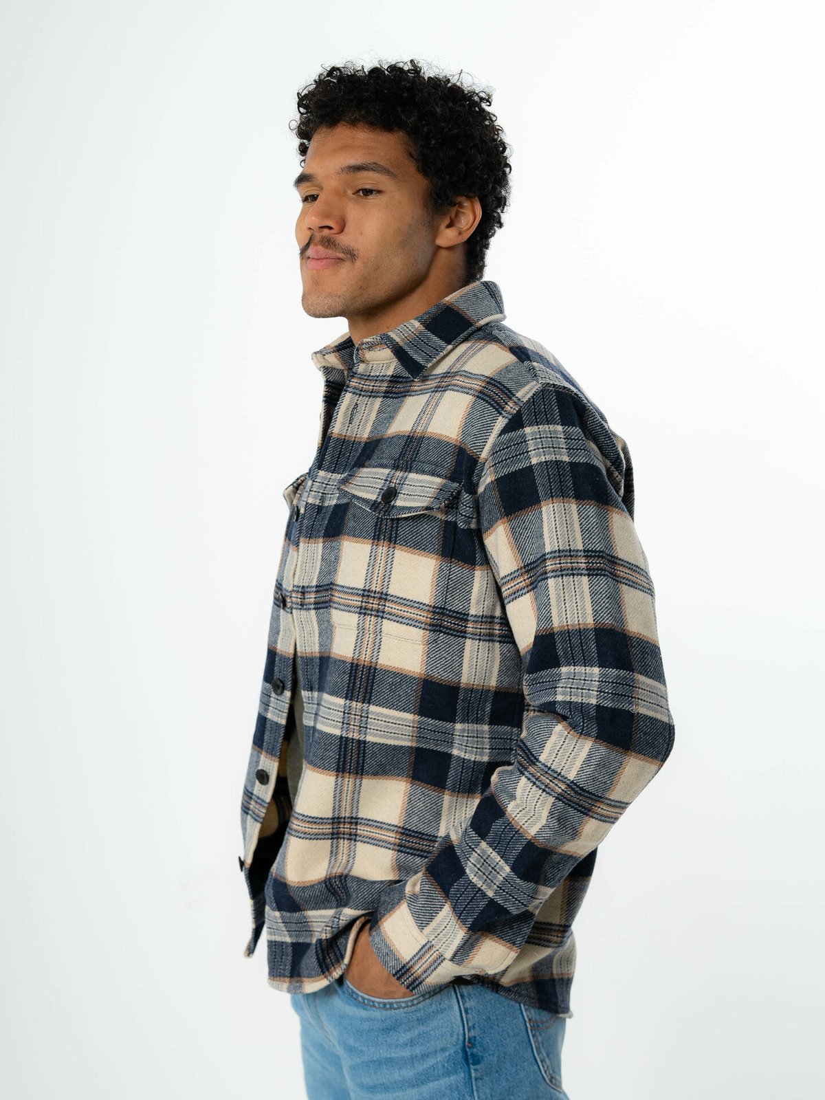 Selected Homme Loose Mason-Pablo Long Sleeve Overshirt Sky Captain Checks