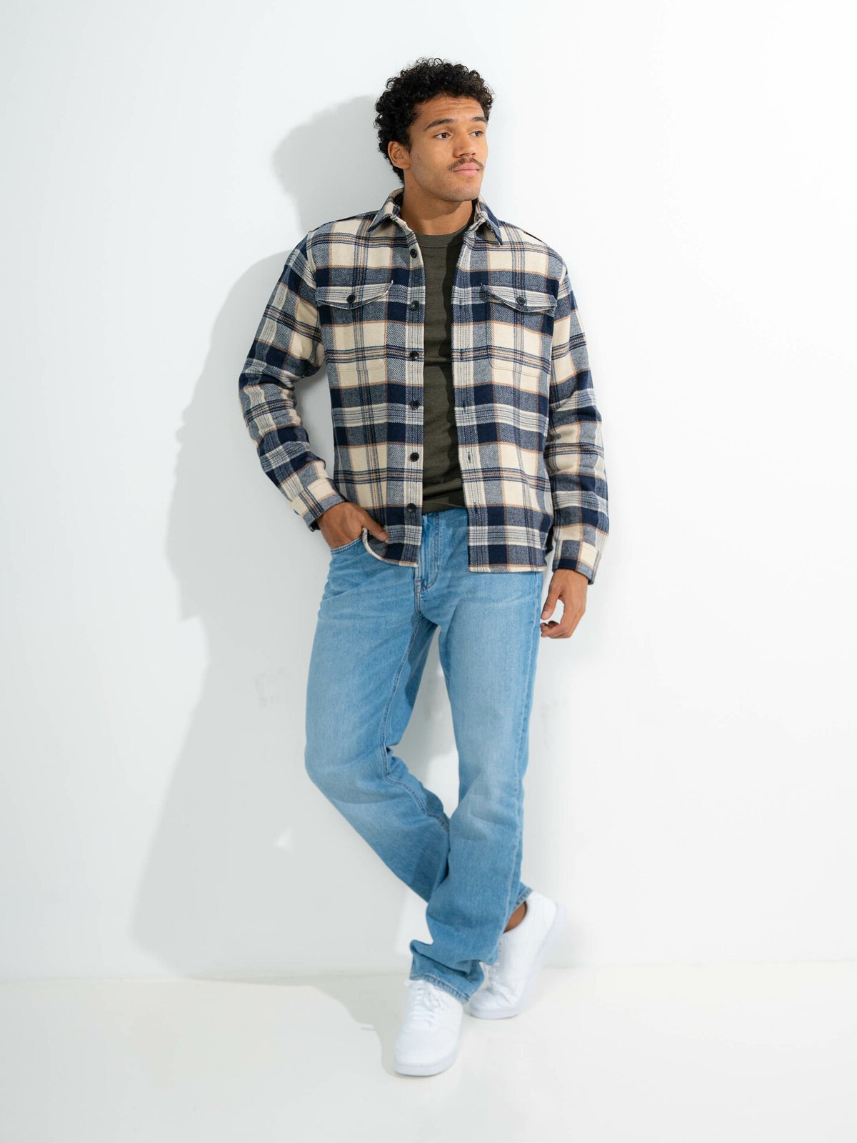 Selected Homme Loose Mason-Pablo Long Sleeve Overshirt Sky Captain Checks